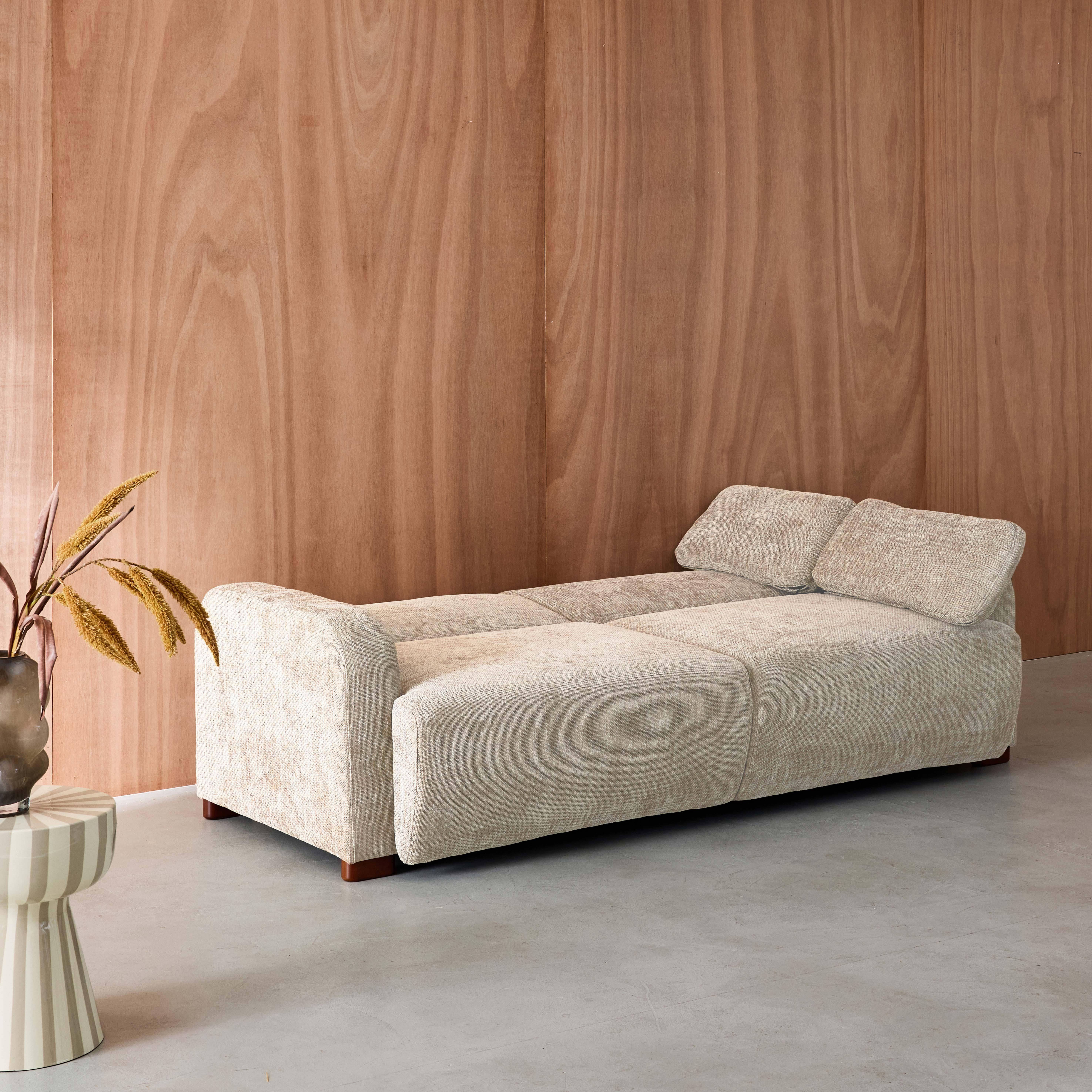 Divano letto 3 posti in tessuto, Dany, Beige, 211x92x85 cm Photo3