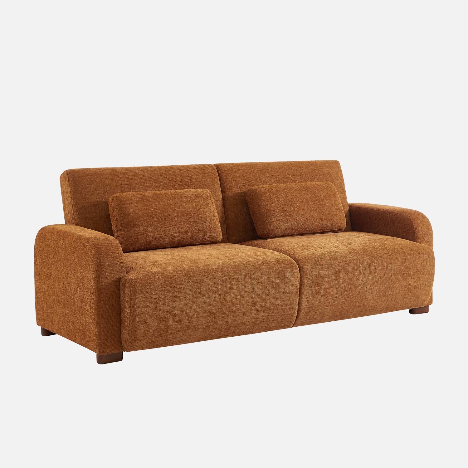 Sofá cama 3 plazas tejido tela lisa, Óxido