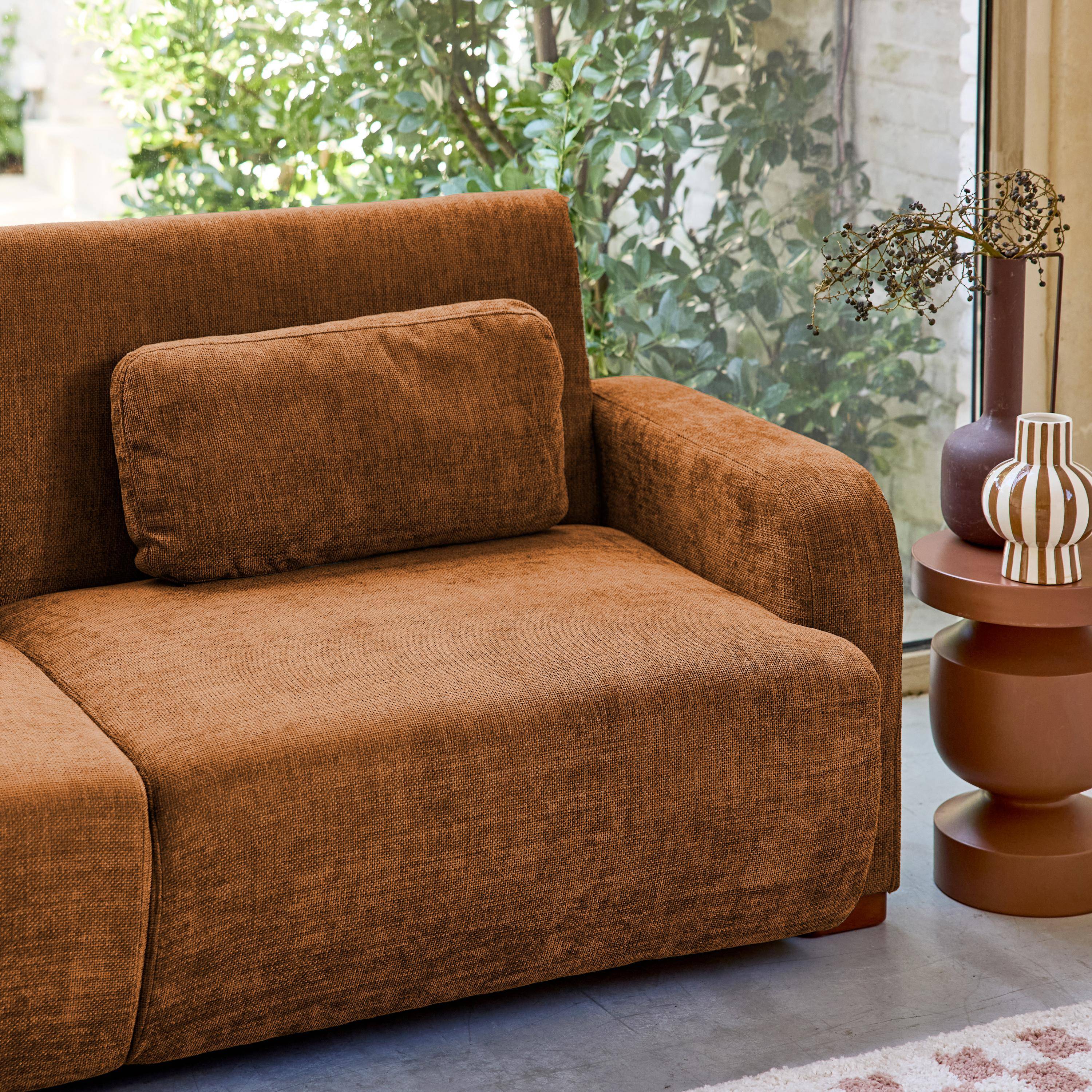 3-Sitzer Schlafsofa mit rostfarbenem Stoffbezug B 211 x T 92 x H 85 cm - Dany Photo3