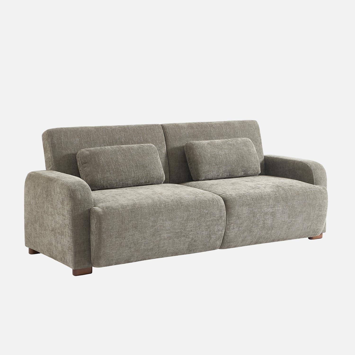 Sofá cama 3 plazas tejido tela lisa, Verde grisáceo