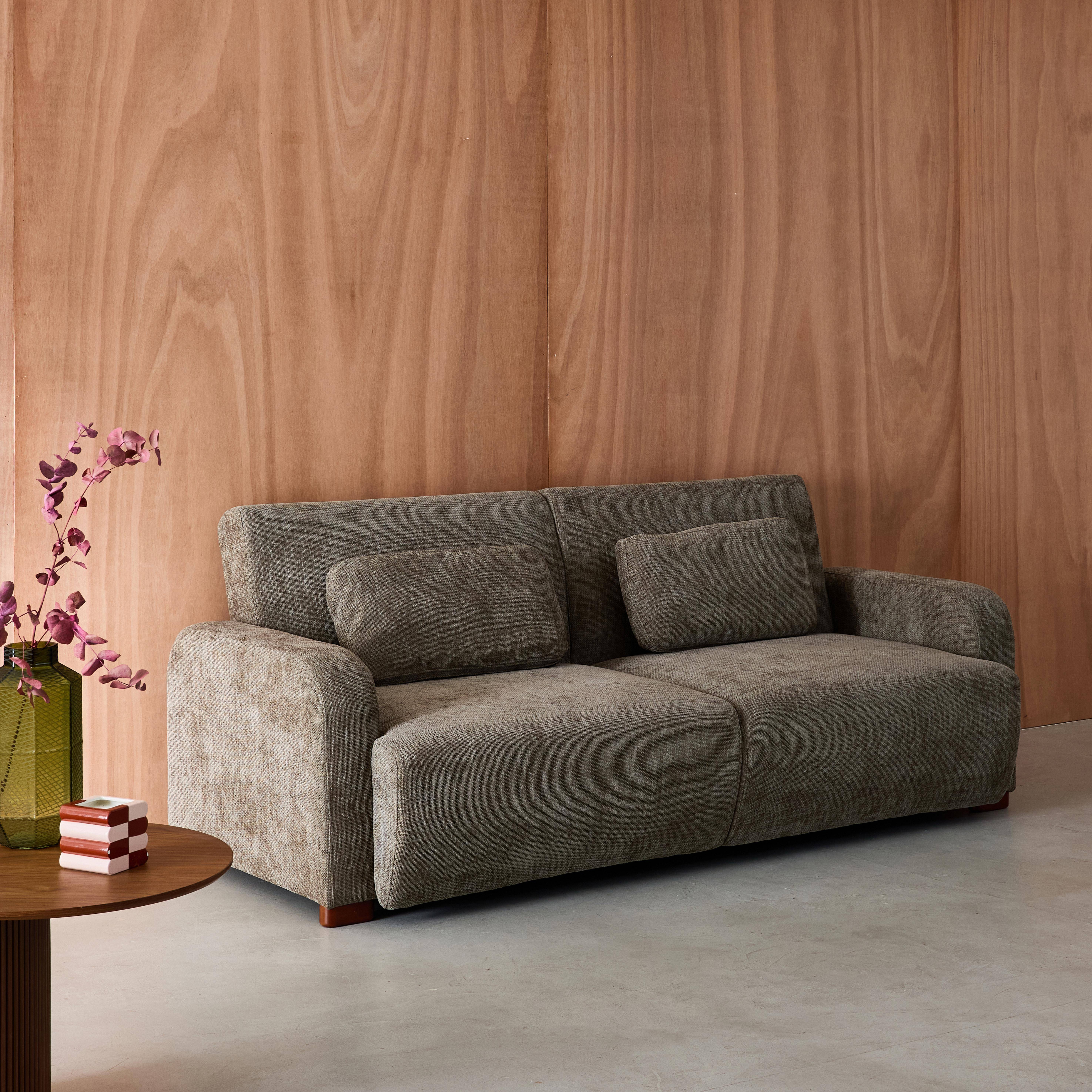 3-Sitzer Schlafsofa mit Stoffbezug in graugrün B 211 x T 92 x H 85 cm - Dany,sweeek,Photo2