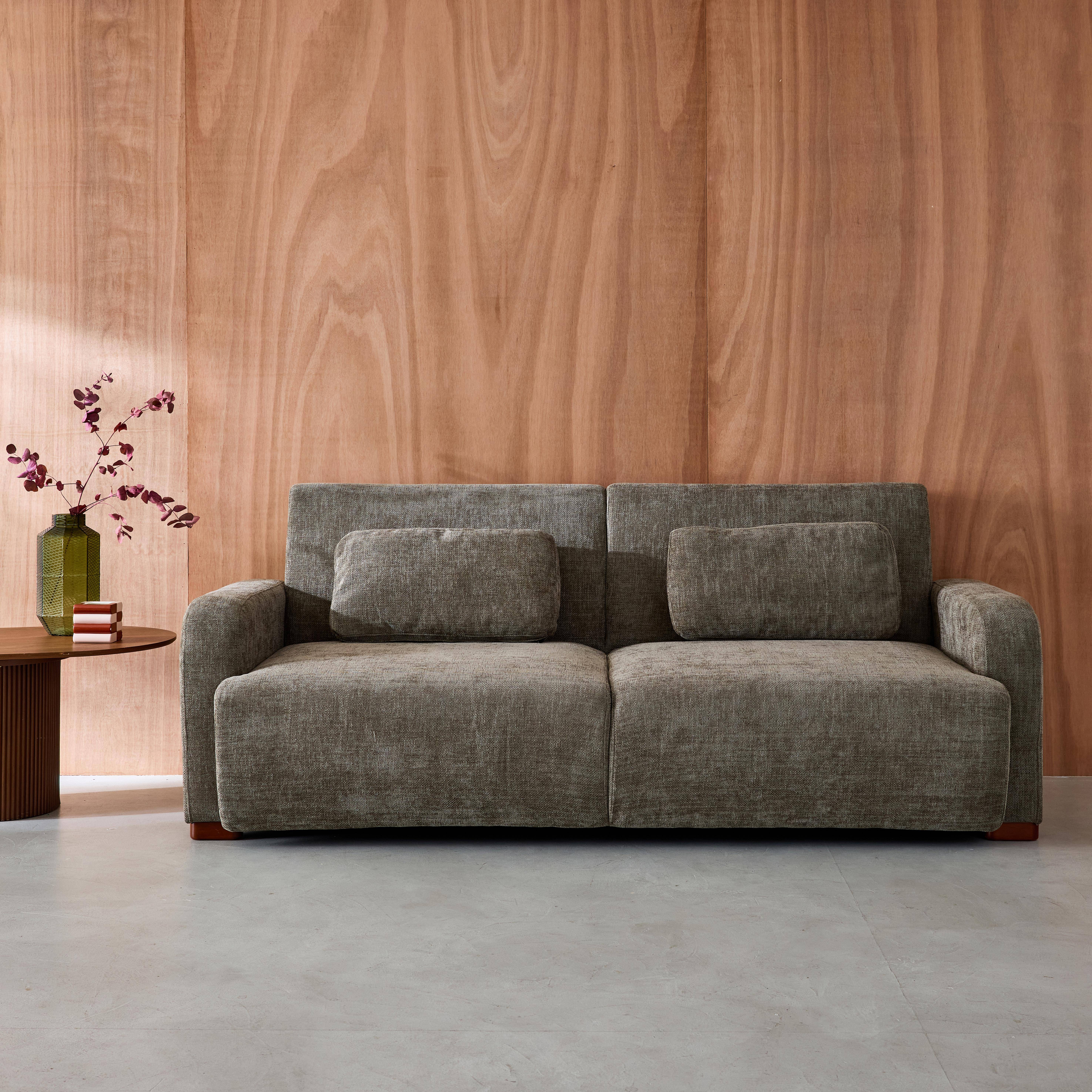 3-Sitzer Schlafsofa mit Stoffbezug in graugrün B 211 x T 92 x H 85 cm - Dany,sweeek,Photo1