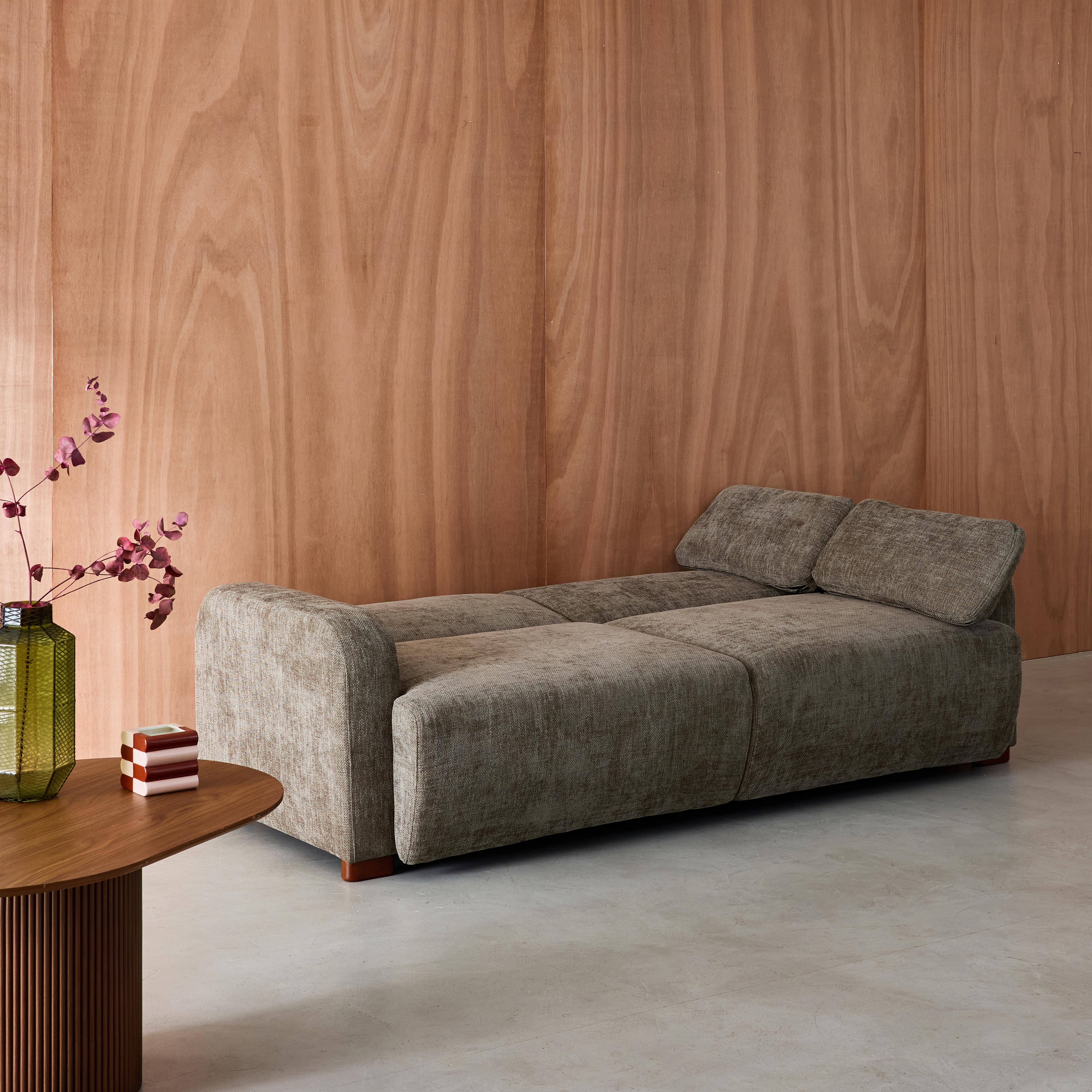 3-Sitzer Schlafsofa mit Stoffbezug in graugrün B 211 x T 92 x H 85 cm - Dany Photo3