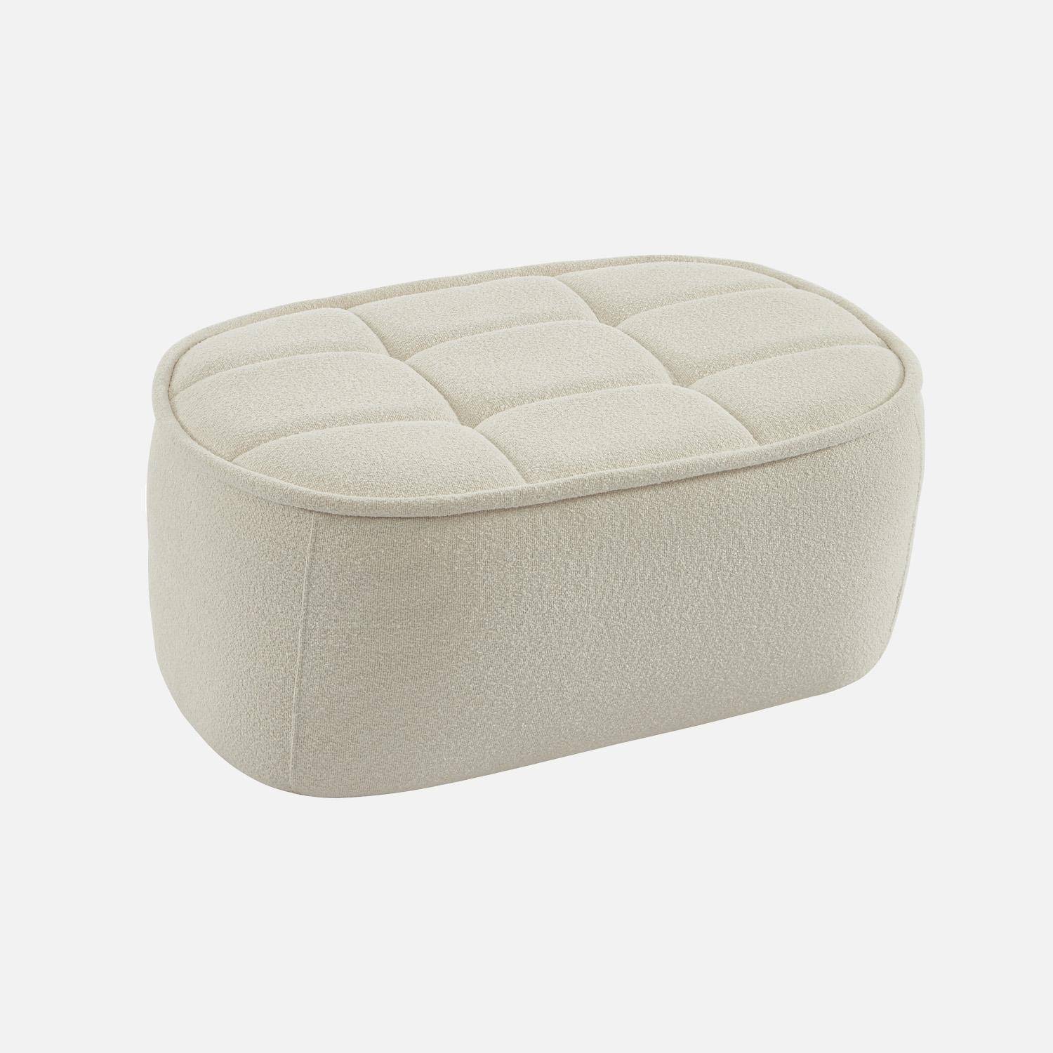 Chauffeuse bouclette texturée 1 place + repose pieds blanc cassé L 93 x P 104 x H 85cm - Boni,sweeek,Photo3