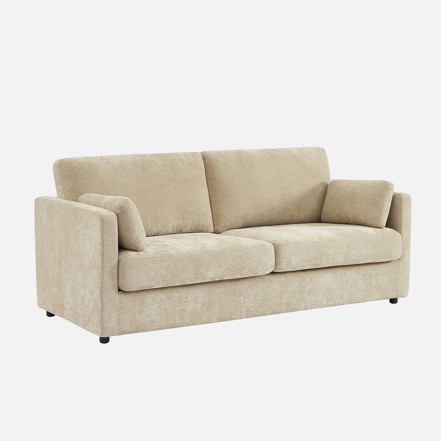 Sofá de 2 plazas desenfundable de tela, Beige