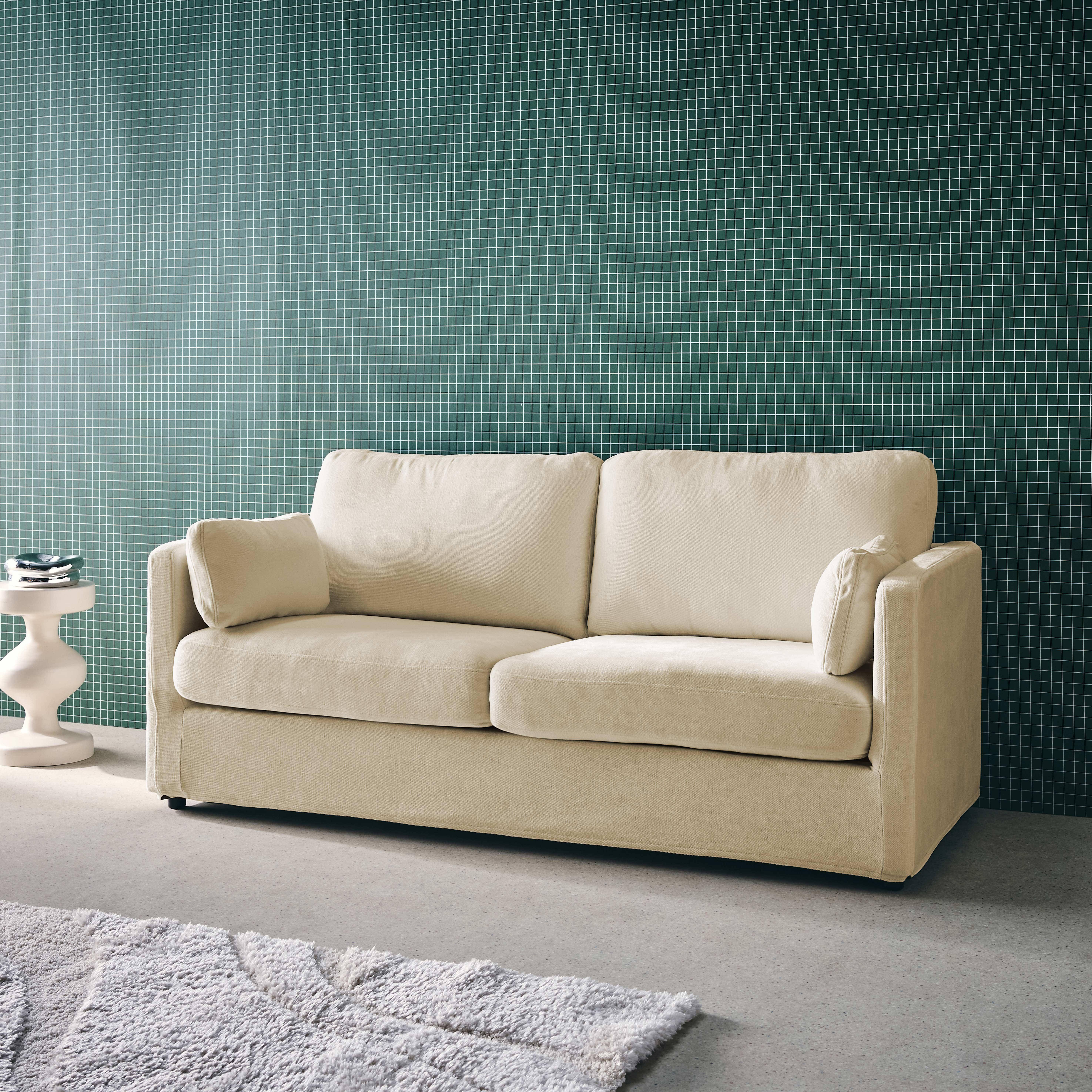 Dwuosobowa sofa z zdejmowanym pokrowcem, beżowa tkanina, dł. 198 x gł. 88 x wys. 85 cm – Neo,sweeek,Photo2