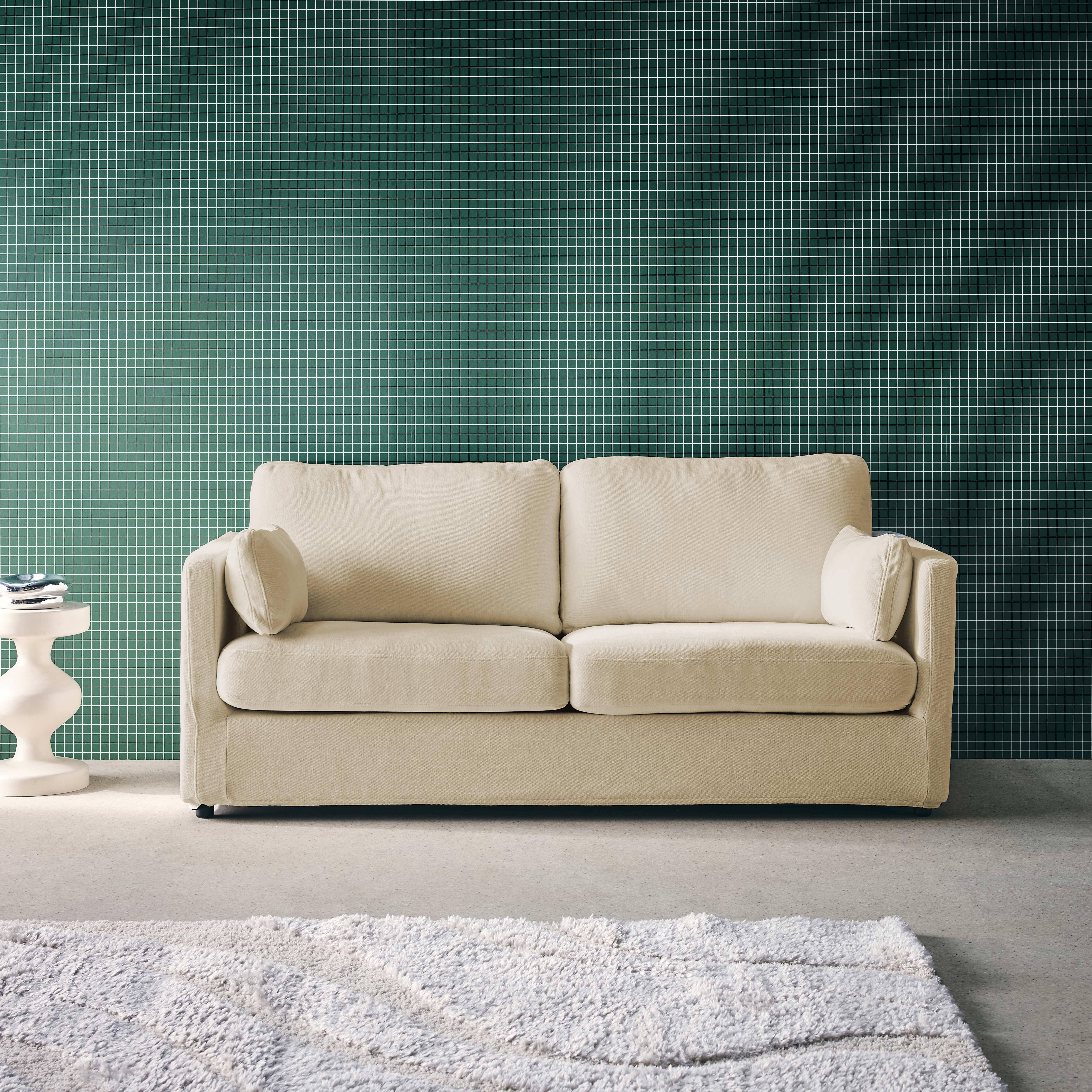 Dwuosobowa sofa z zdejmowanym pokrowcem, beżowa tkanina, dł. 198 x gł. 88 x wys. 85 cm – Neo,sweeek,Photo1