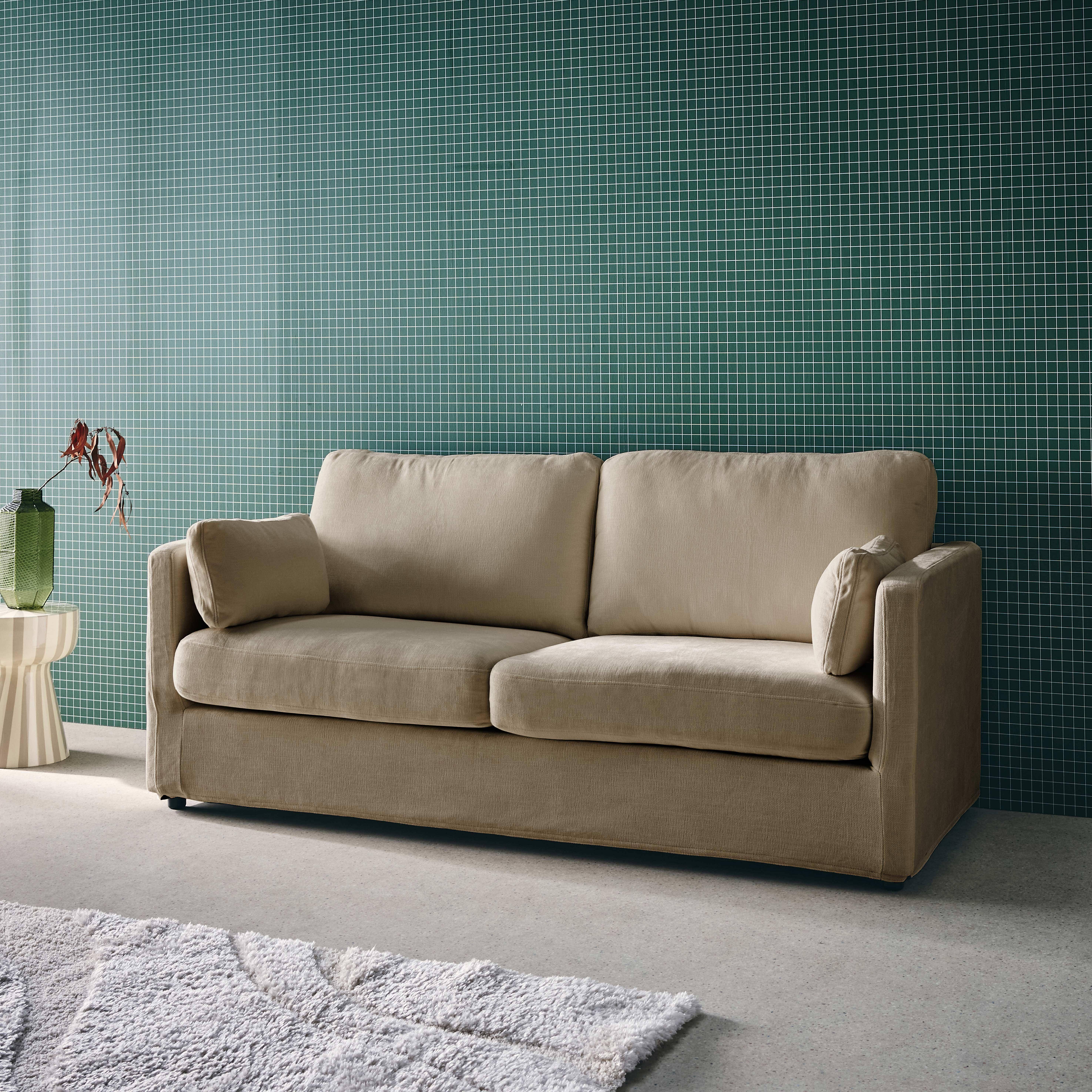 Dwuosobowa sofa z zdejmowanym pokrowcem, kolor taupe, dł. 198 x gł. 88 x wys. 85 cm – Neo,sweeek,Photo2
