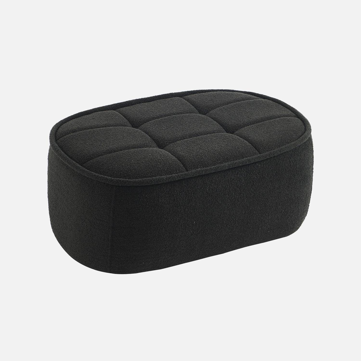 Chauffeuse bouclette texturée 1 place + repose pieds noir L 93 x P 104 x H 85cm - Boni Photo3