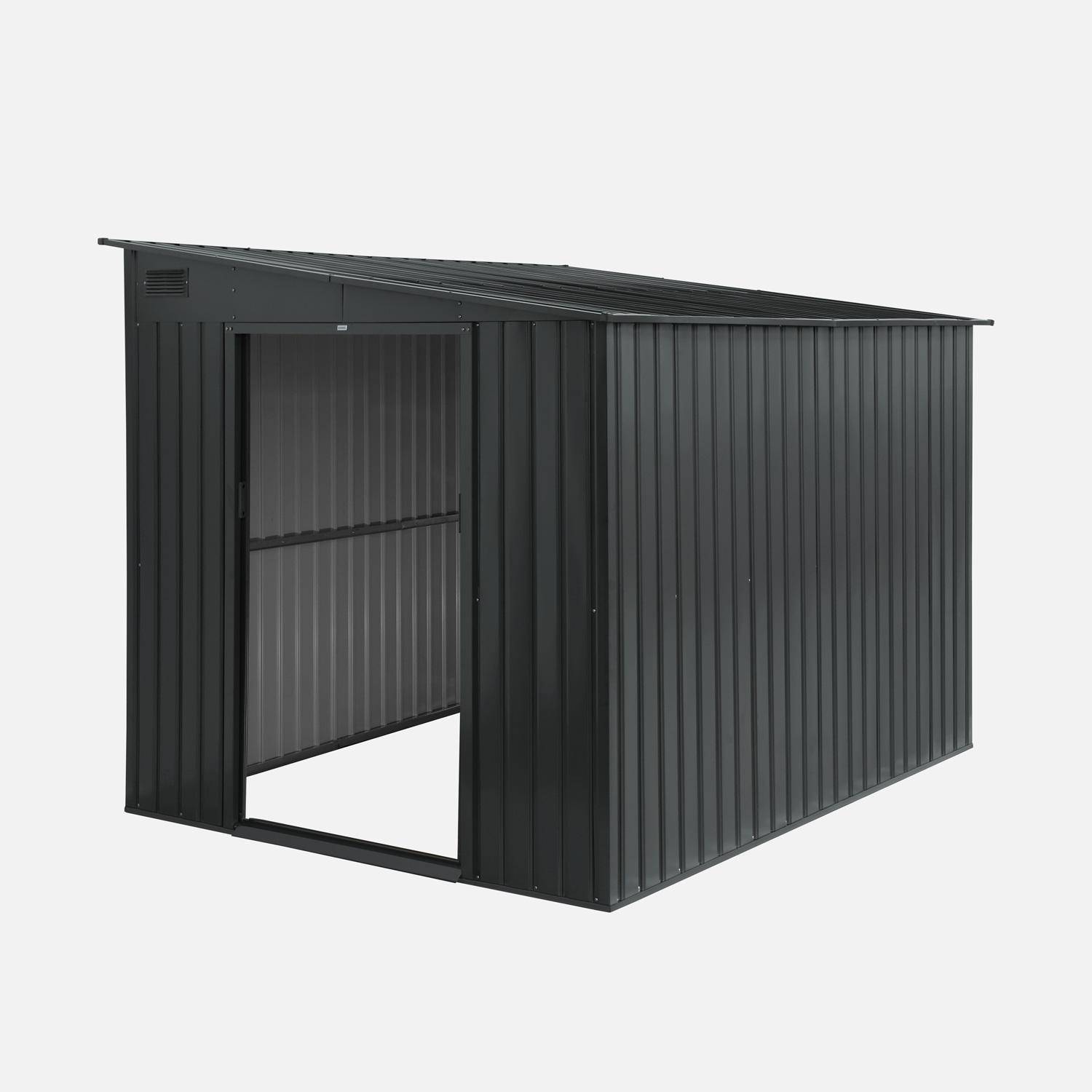 Cobertizo de jardín de metal 5,5m² con kit de anclaje, Lome, Antracita, 258x212.5x195 cm,sweeek,Photo3