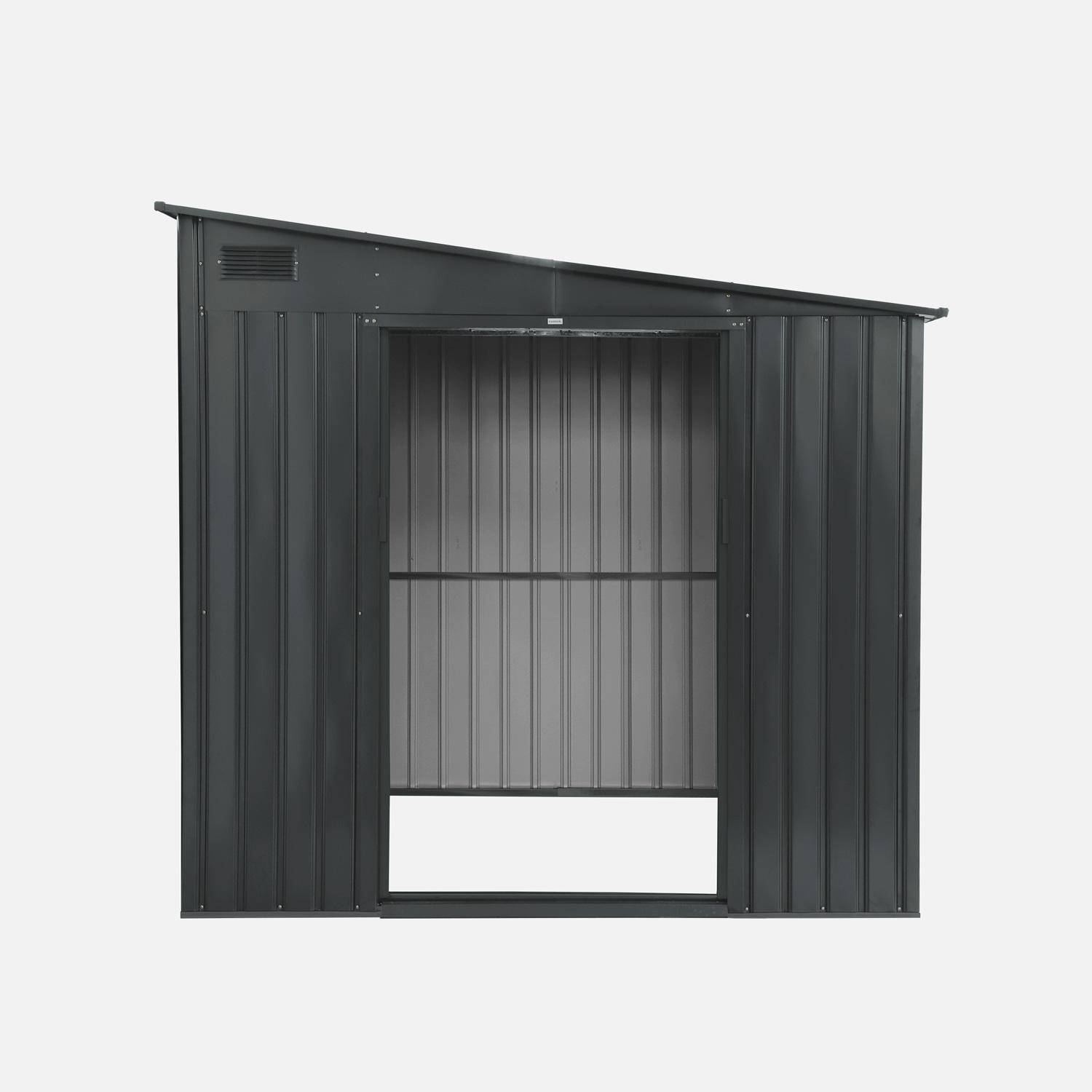 Caseta de jardín de metal con kit de anclaje, 5,5m², Lome, Antracita, 258x212.5x195 cm,sweeek,Photo5