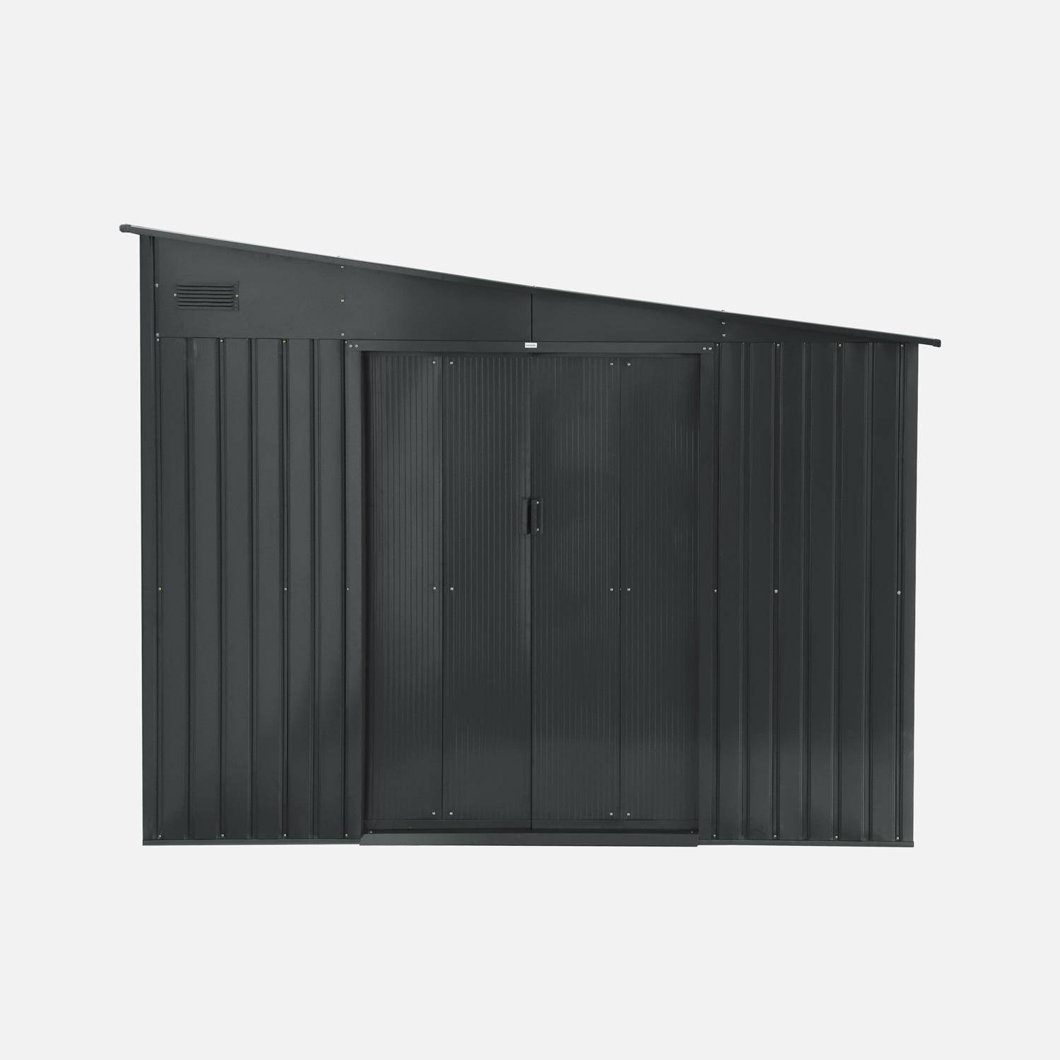 Abri de jardin acier 8,96m² avec kit d'ancrage anthracite L 277,5 x l 322 x H 203 cm - Ornay Photo2