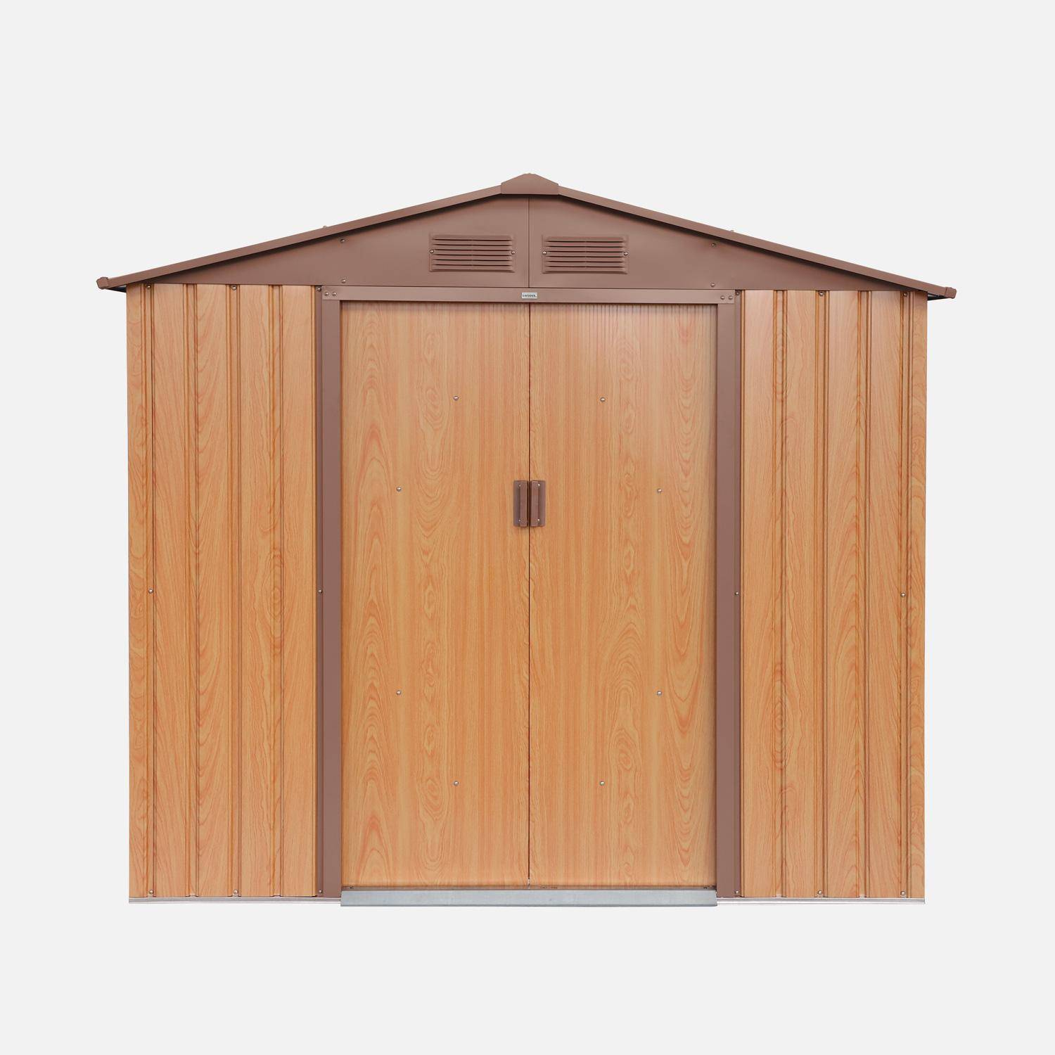 Cobertizo de jardín de 2,71m² con kit de anclaje, Houtland, Roble, 213x131x185 cm,sweeek,Photo4