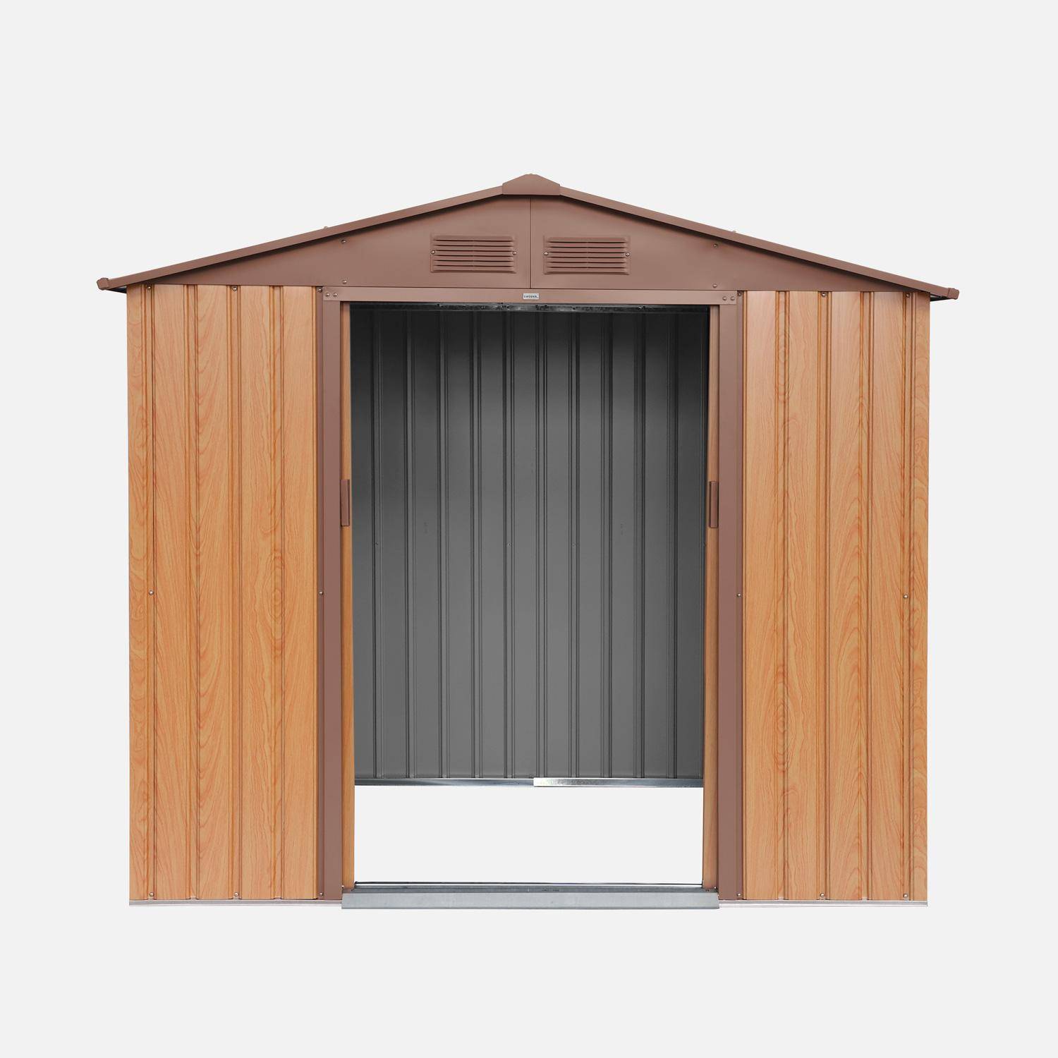 Cobertizo de jardín de 2,71m² con kit de anclaje, Houtland, Roble, 213x131x185 cm,sweeek,Photo6