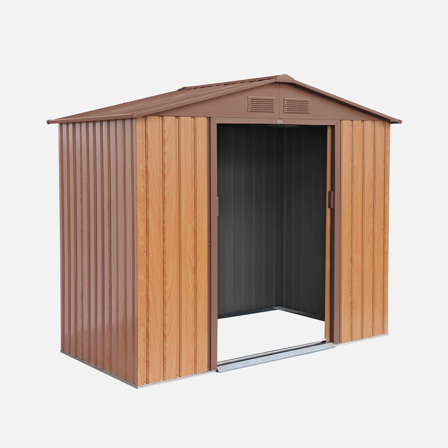 Cobertizo de jardín de 2,71m² con kit de anclaje, Houtland, Roble, 213x131x185 cm,sweeek,Photo5