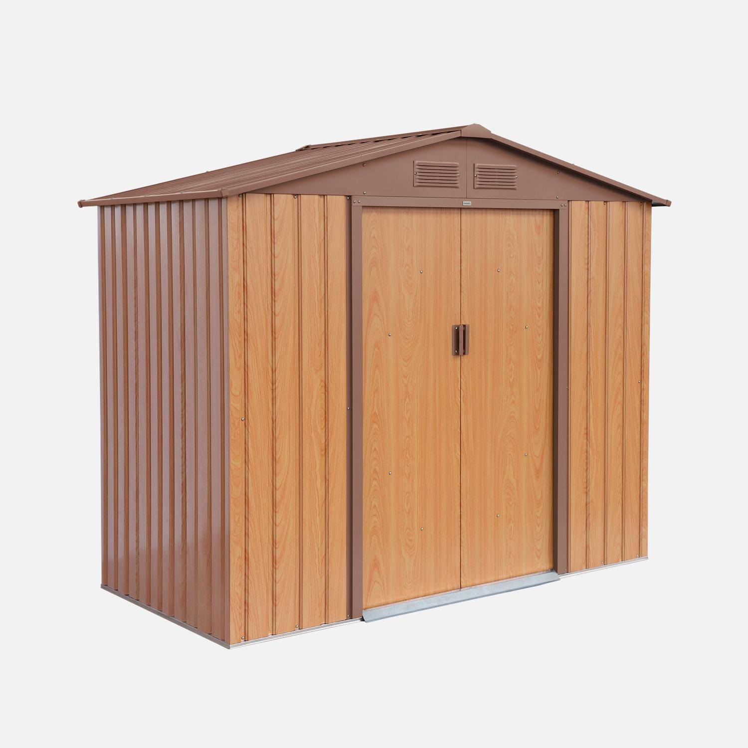 Cobertizo de jardín de 2,71m² con kit de anclaje, Houtland, Roble, 213x131x185 cm,sweeek,Photo3