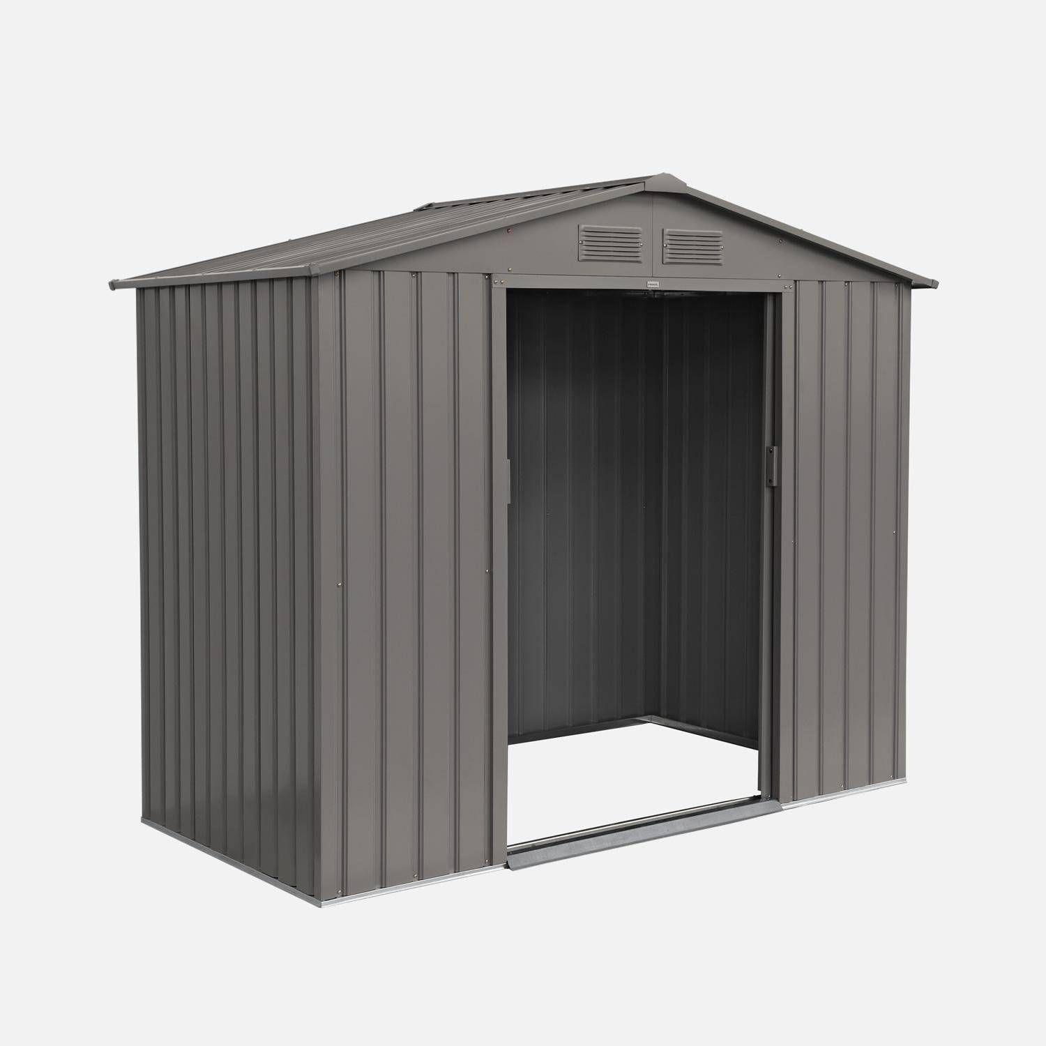 Abri de jardin en métal - Houtland, 2,71 m² beige - Cabane à outils avec double portes coulissantes, kit de fixation sol inclus, L 213 x P 131 x H 185cm,sweeek,Photo5