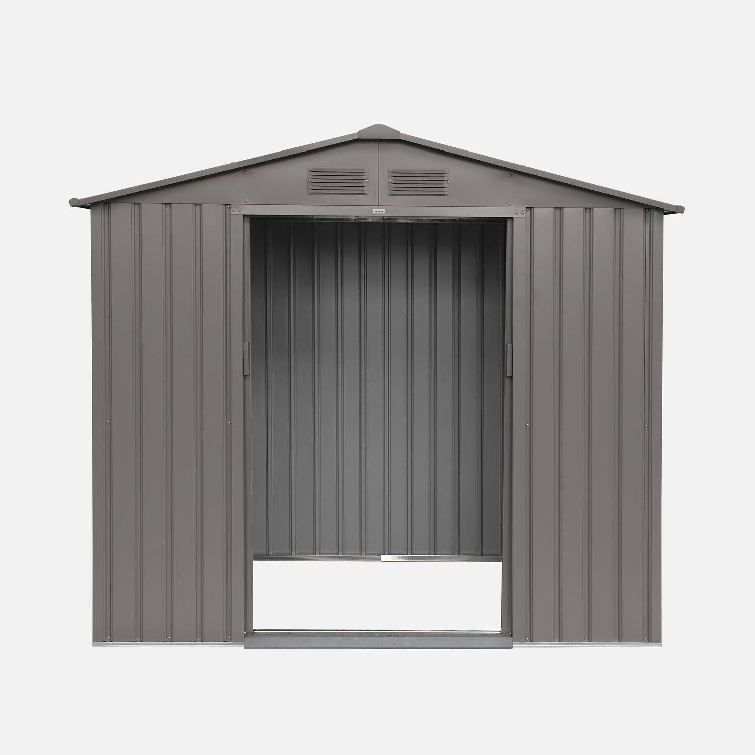 Abri de jardin en métal - Houtland, 2,71 m² beige - Cabane à outils avec double portes coulissantes, kit de fixation sol inclus, L 213 x P 131 x H 185cm Photo6