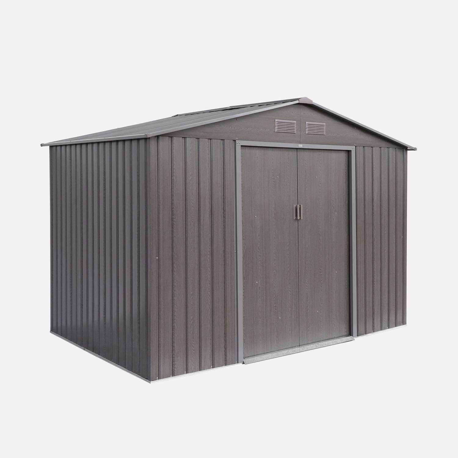 Abrigo de jardim em metal com kit de ancoragem 5,29m², Madeira
