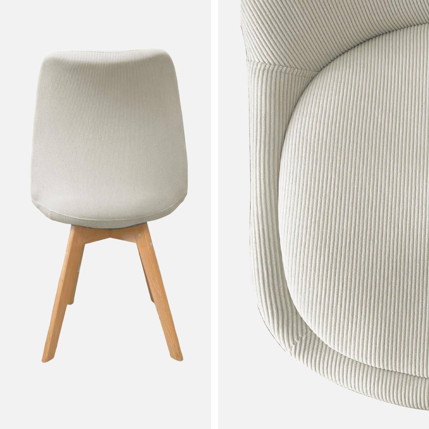 4er-Set skandinavische Stühle mit Cordbezug, antikweiß, Beine aus Buchenholz - Nils,sweeek,Photo6