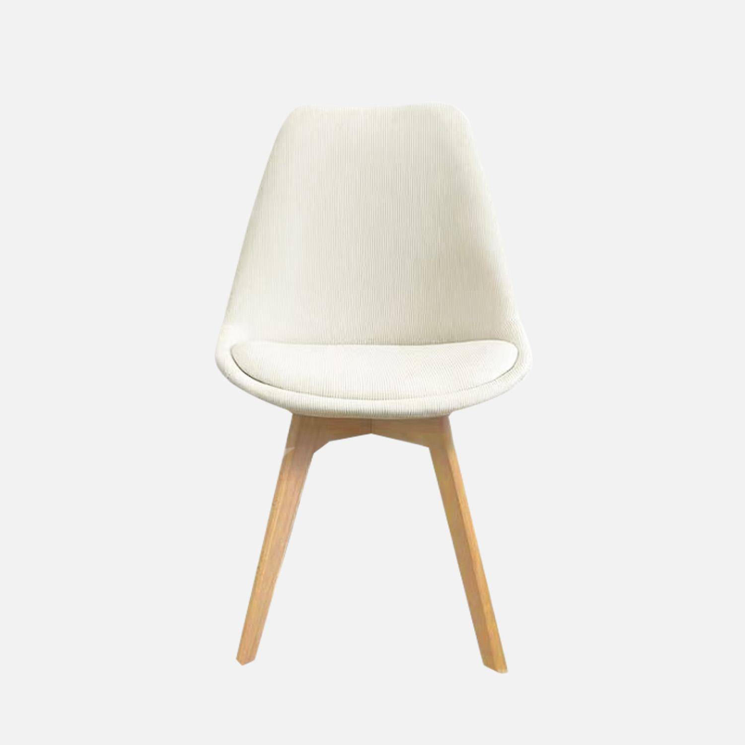 4er-Set skandinavische Stühle mit Cordbezug, antikweiß, Beine aus Buchenholz - Nils Photo5