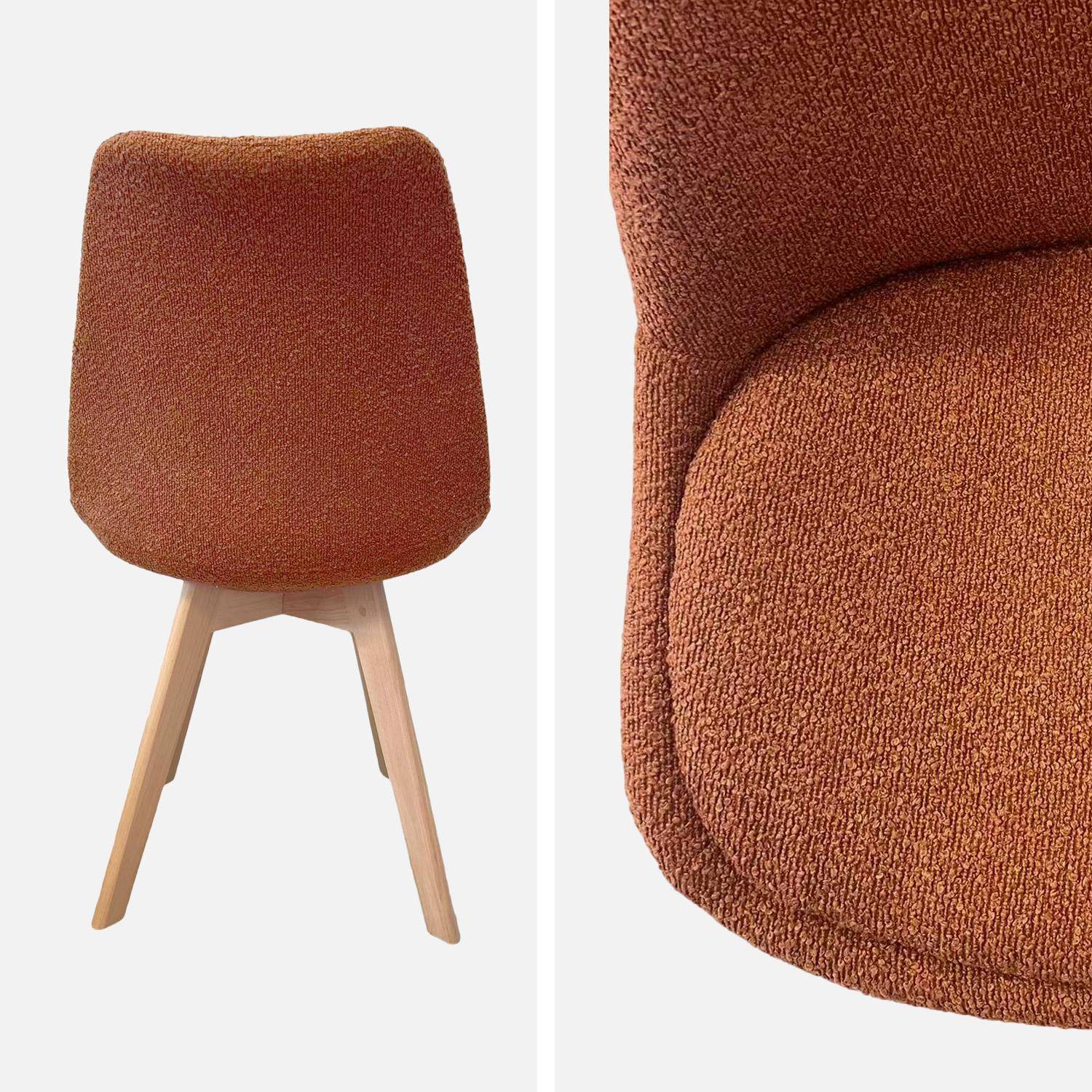 Lot de 4 chaises scandinaves revêtement bouclette texturée terracotta, pieds bois de hêtre - Nils,sweeek,Photo4