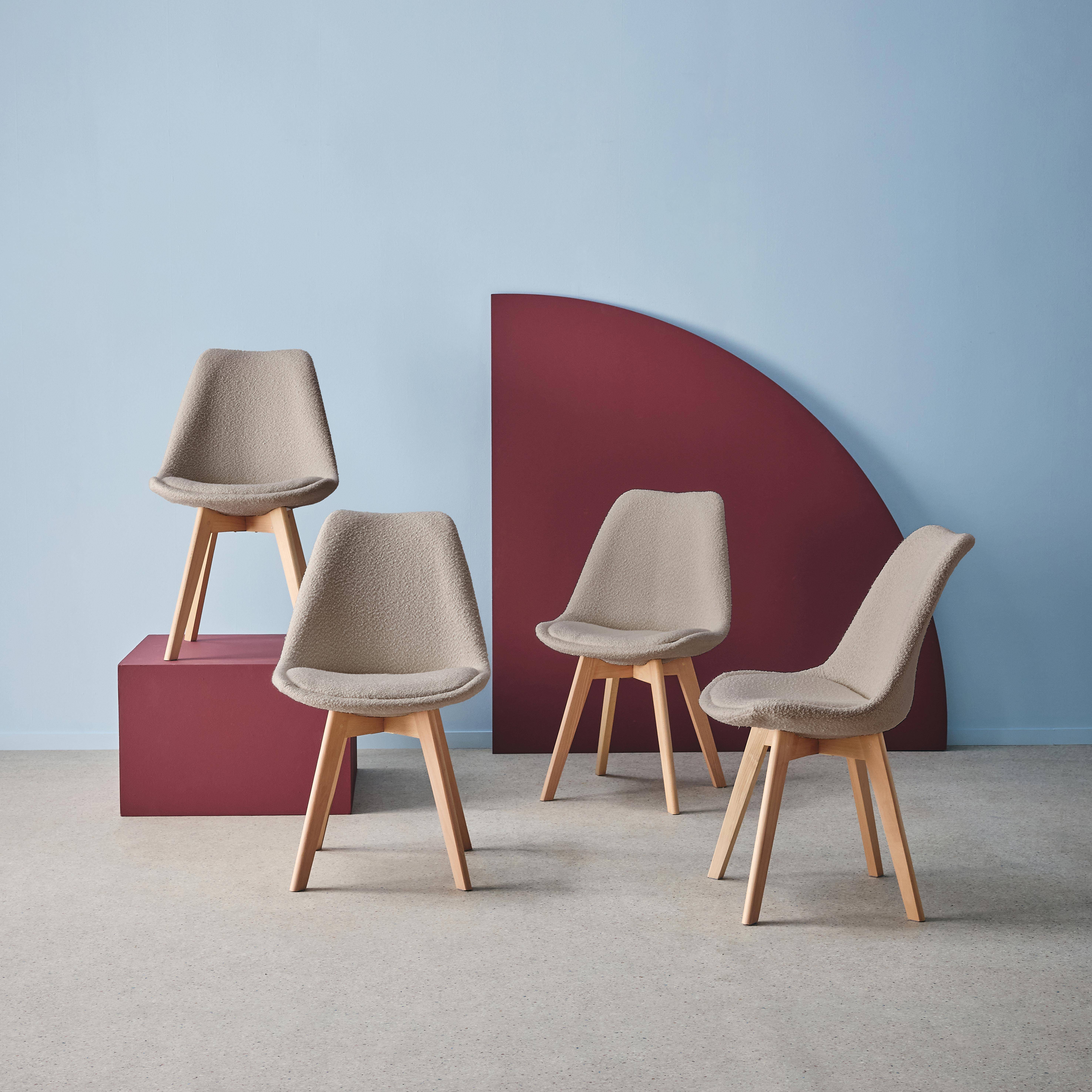 4er-Set Stühle mit Bouclé-Bezug, taupe
