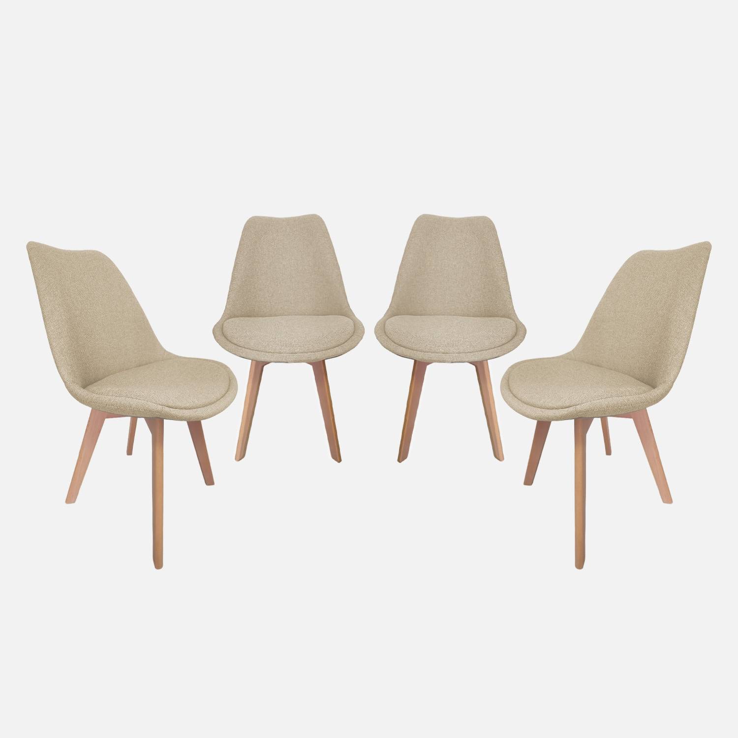 Lot de 4 chaises scandinaves revêtement tissu taupe