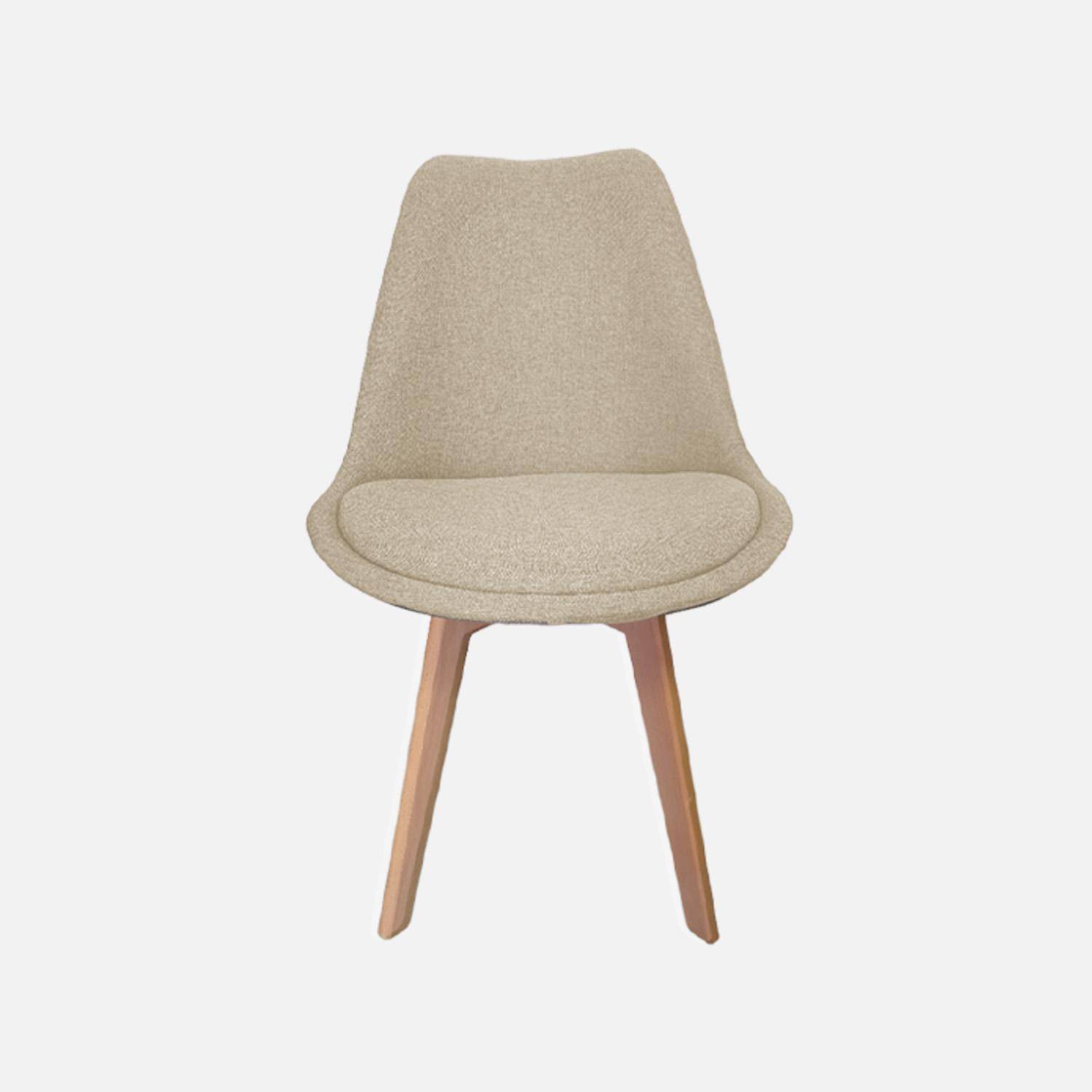 Lot de 4 chaises scandinaves revêtement tissu taupe, pieds bois de hêtre - Nils Photo3