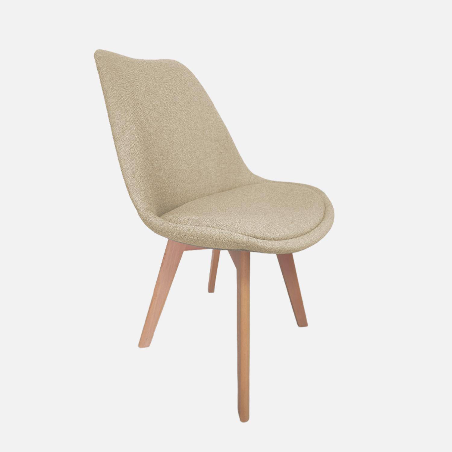 Lot de 4 chaises scandinaves revêtement tissu taupe, pieds bois de hêtre - Nils Photo2