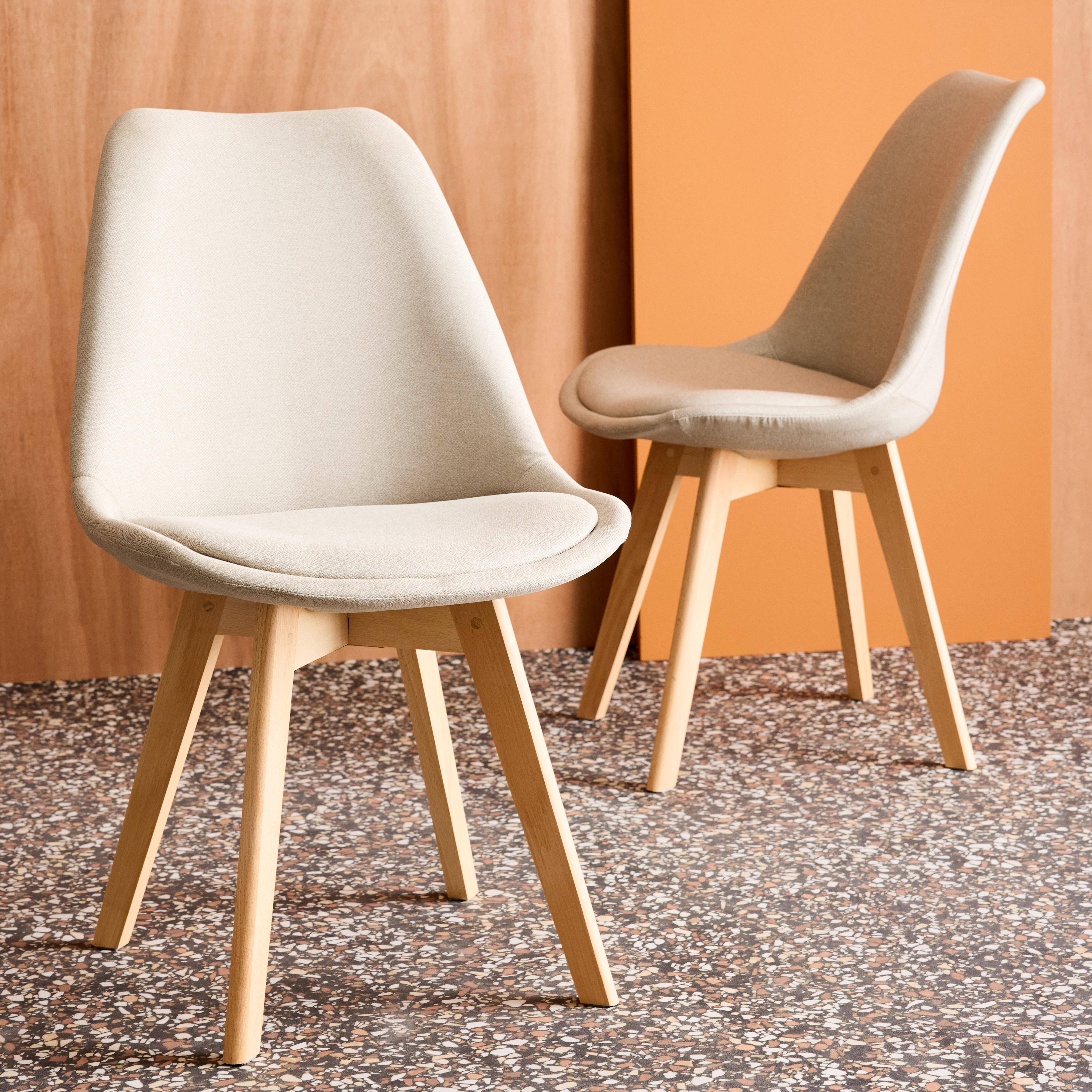 4er-Set skandinavische Stühle mit Stoffbezug, taupe, Beine aus Buchenholz - Nils Photo3