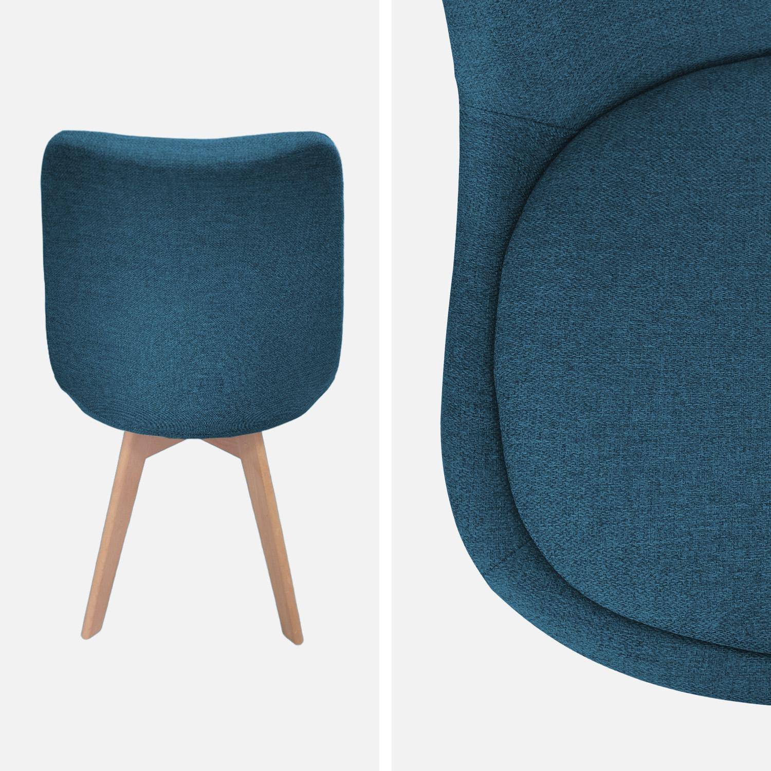 Lot de 4 chaises scandinaves revêtement tissu bleu foncé, pieds bois de hêtre - Nils Photo4