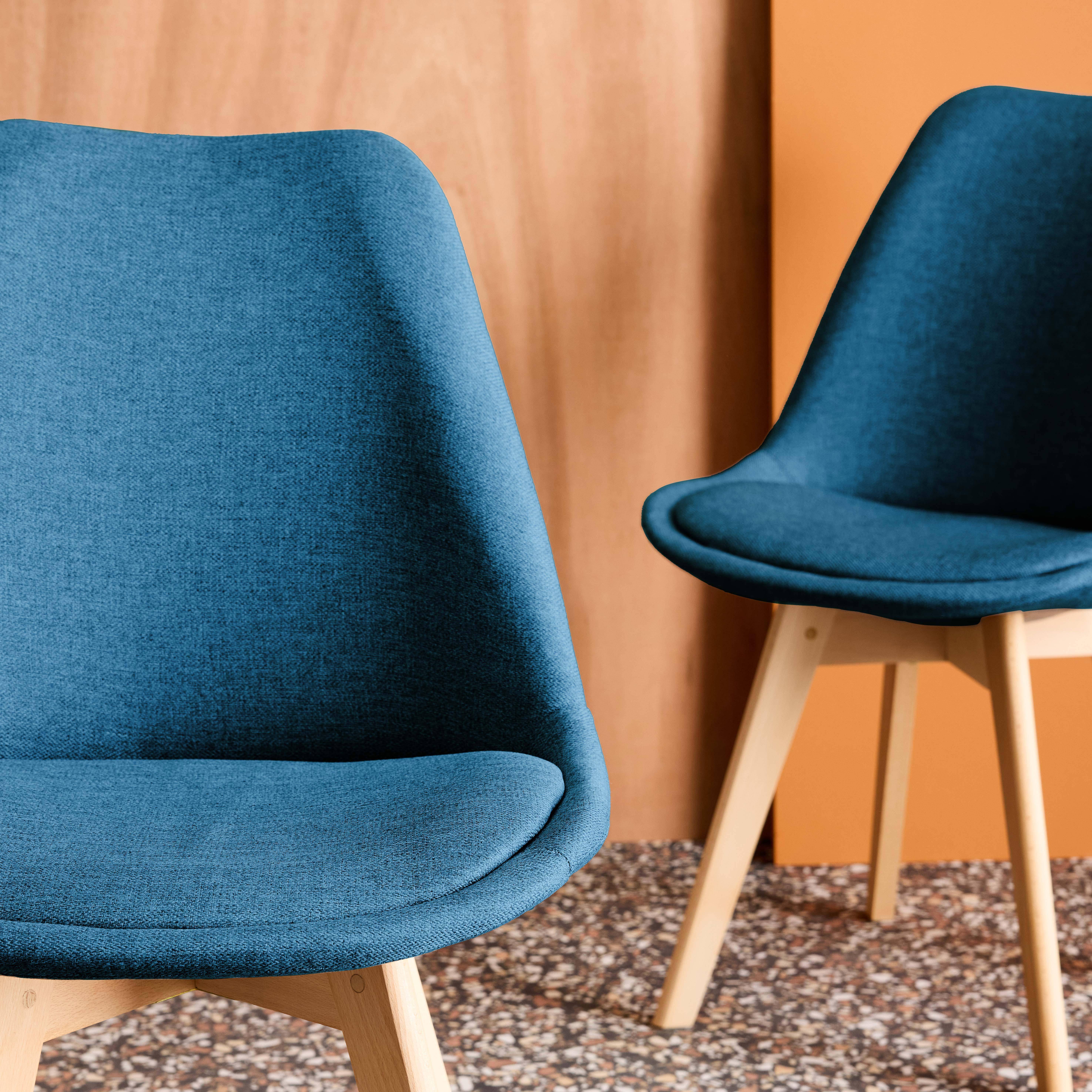 Lot de 4 chaises scandinaves revêtement tissu bleu foncé, pieds bois de hêtre - Nils Photo4