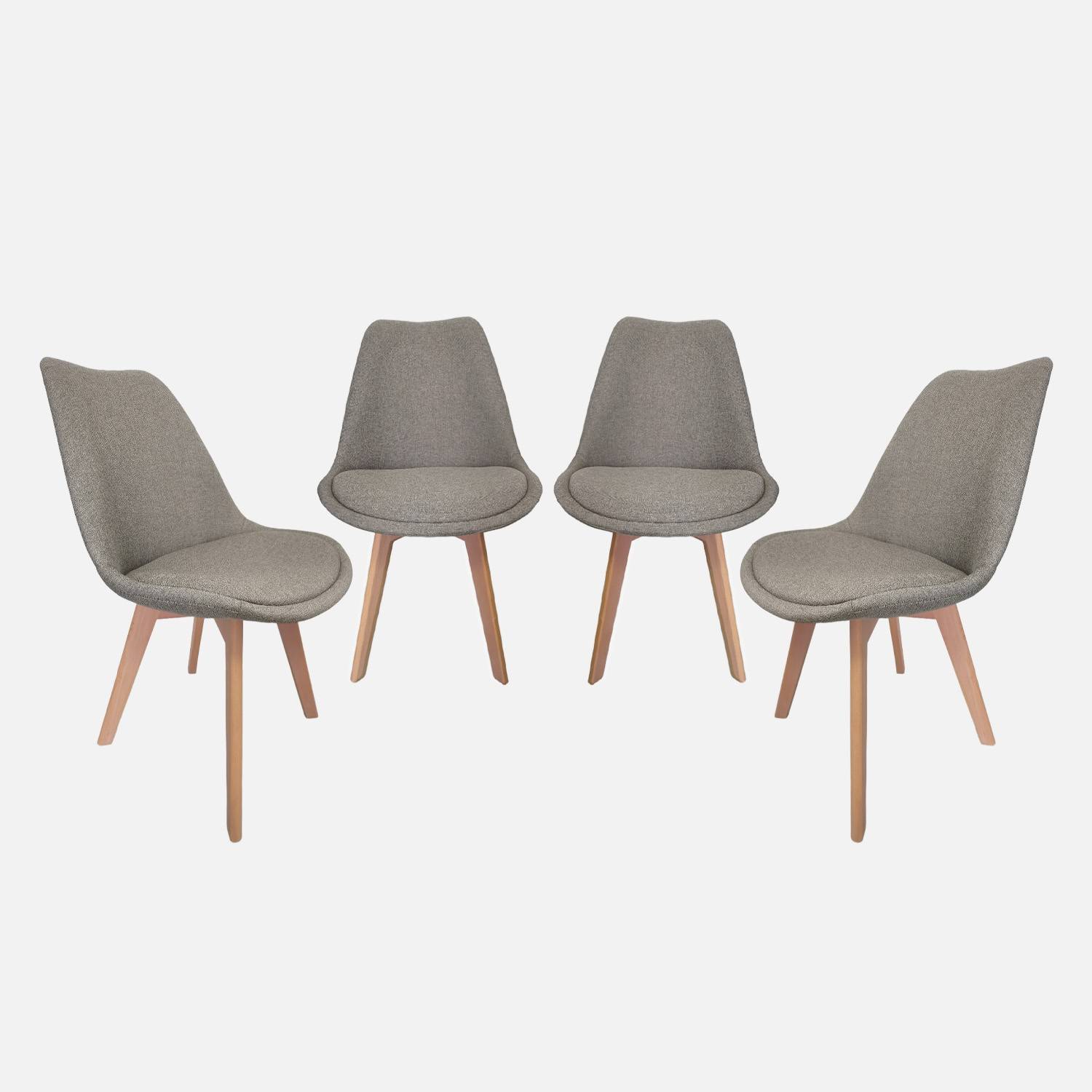 Lot de 4 chaises scandinaves revêtement tissu gris clair