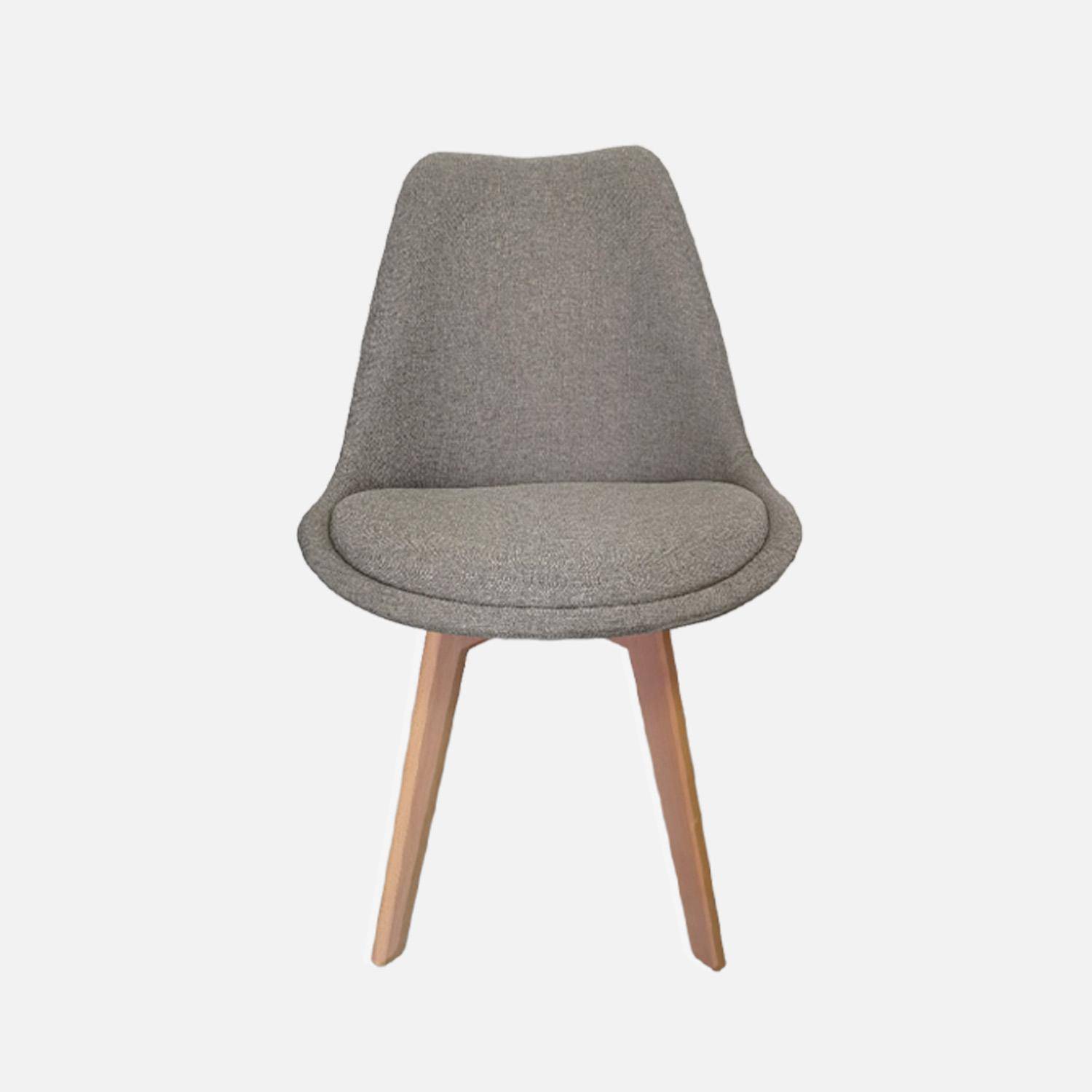 Lot de 4 chaises scandinaves revêtement tissu gris clair, pieds bois de hêtre - Nils Photo3