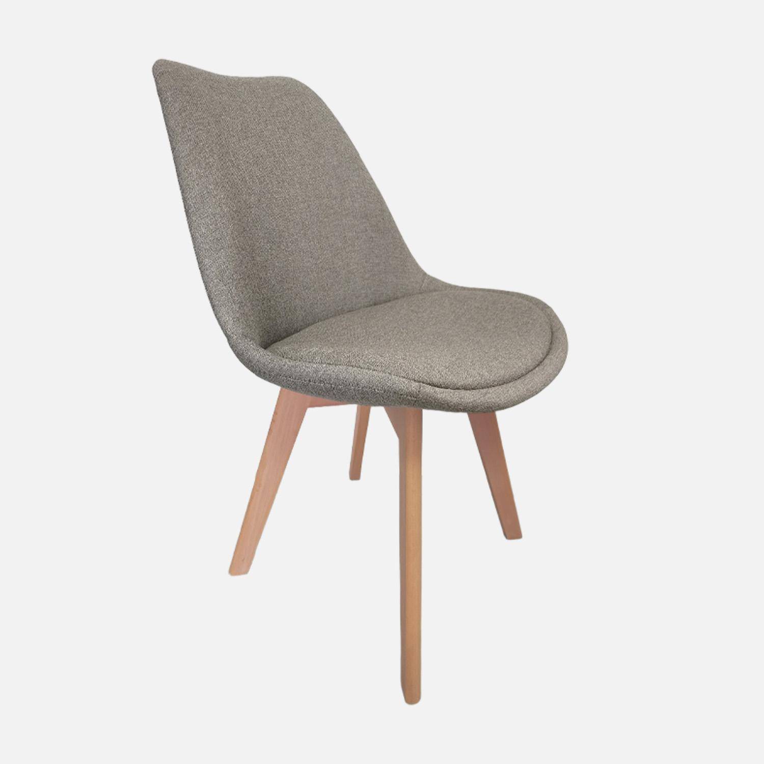 Lot de 4 chaises scandinaves revêtement tissu gris clair, pieds bois de hêtre - Nils,sweeek,Photo2