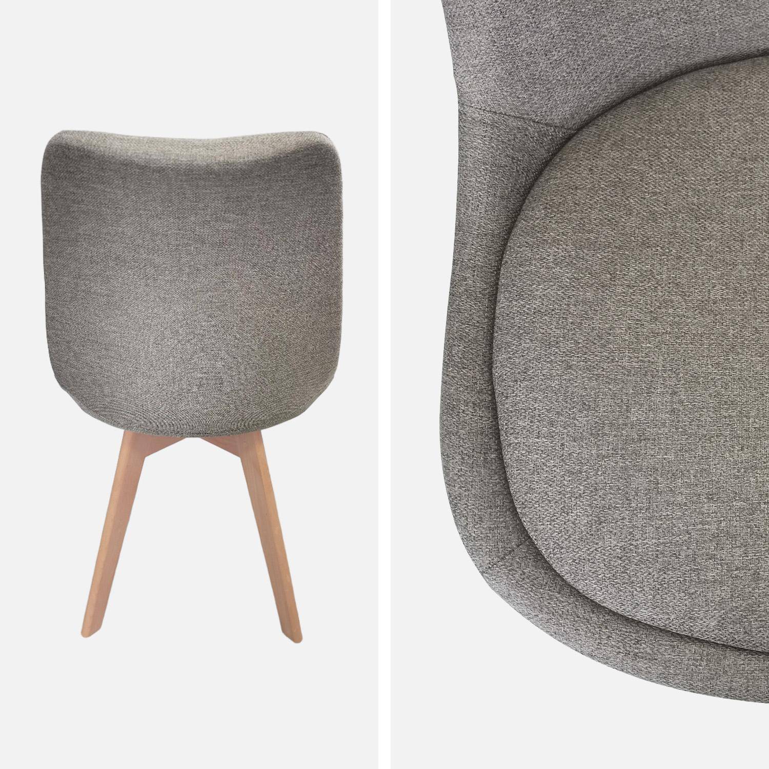 Lot de 4 chaises scandinaves revêtement tissu gris clair, pieds bois de hêtre - Nils Photo4