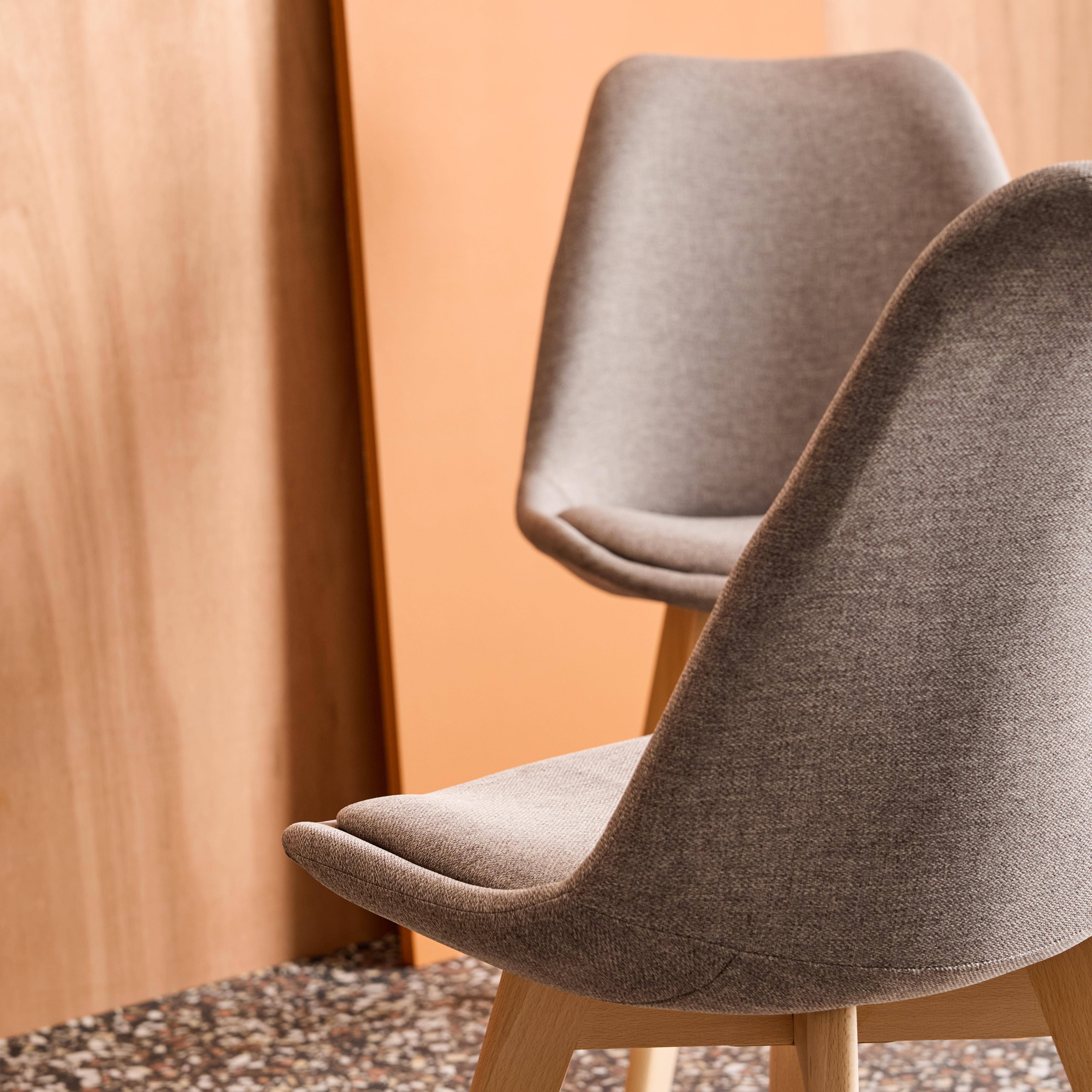 4er-Set skandinavische Stühle mit Stoffbezug, hellgrau, Beine aus Buchenholz - Nils,sweeek,Photo3