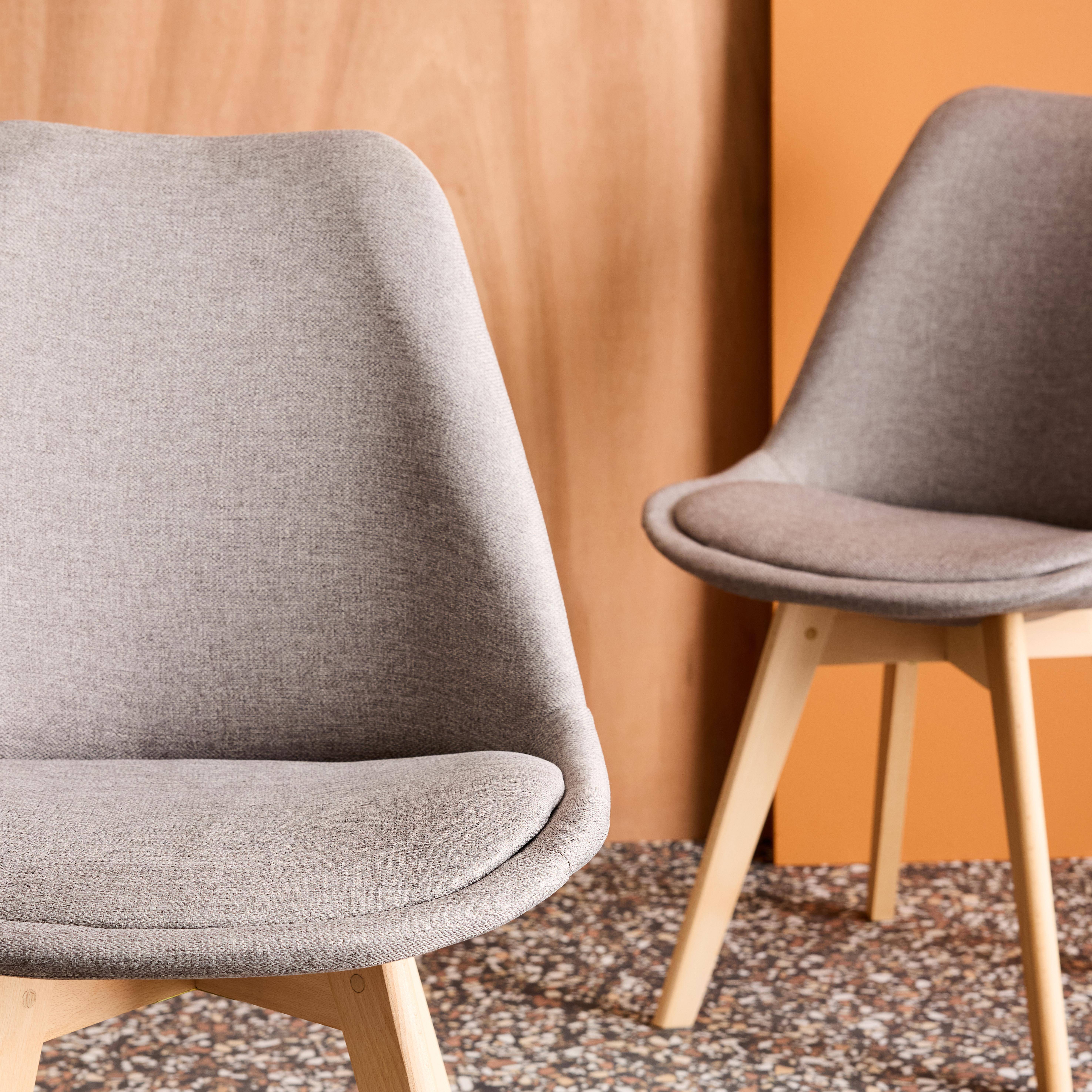 4er-Set skandinavische Stühle mit Stoffbezug, hellgrau, Beine aus Buchenholz - Nils Photo4