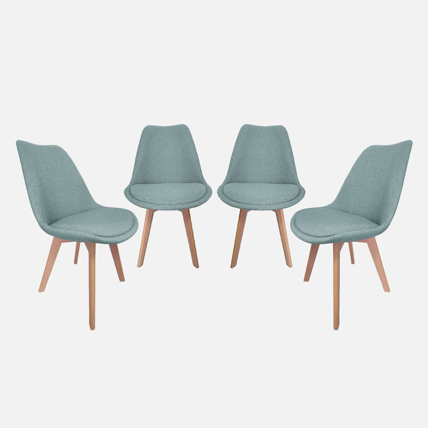 Lot de 4 chaises scandinaves revêtement tissu bleu clair