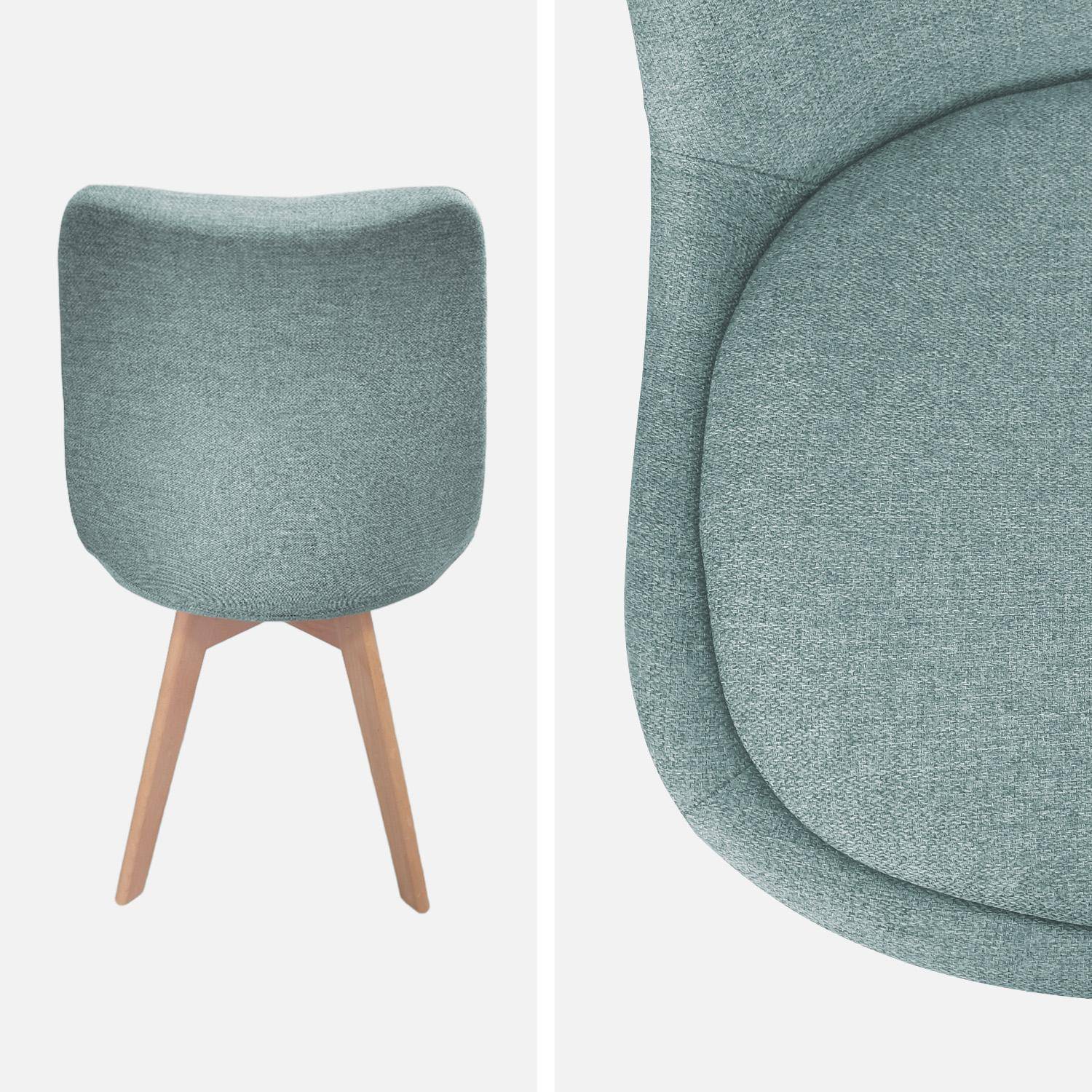Lot de 4 chaises scandinaves revêtement tissu bleu clair, pieds bois de hêtre - Nils Photo4