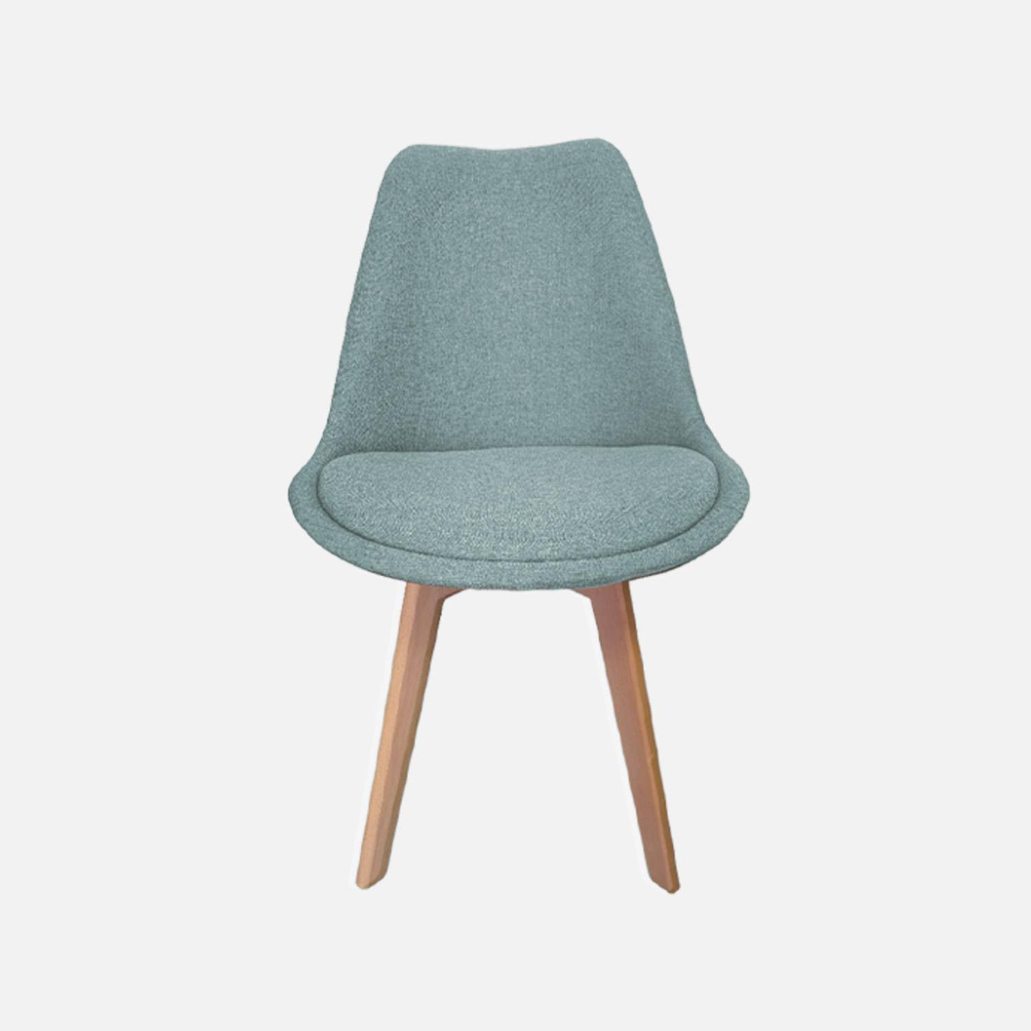 Lot de 4 chaises scandinaves revêtement tissu bleu clair, pieds bois de hêtre - Nils Photo3