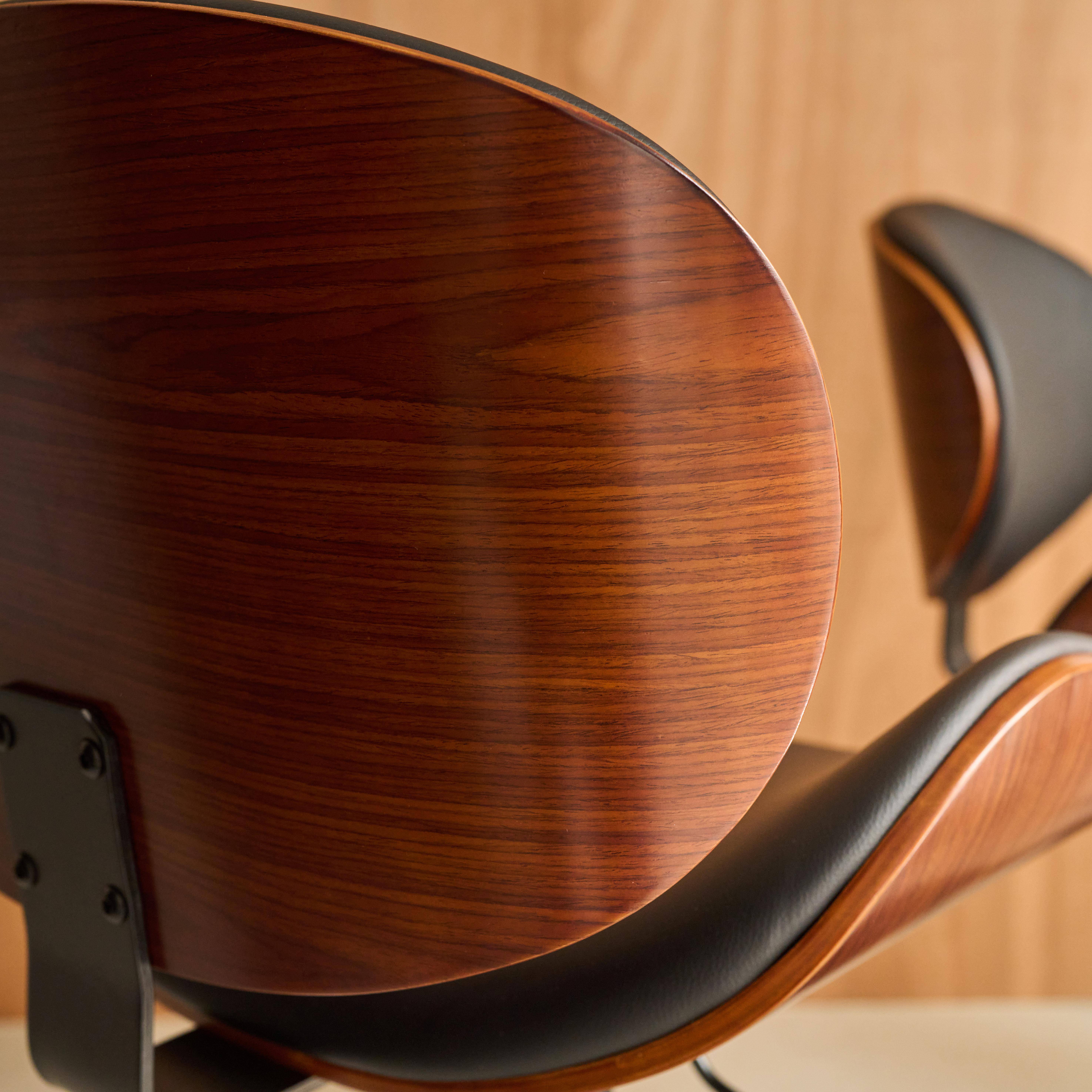 2er-Set höhenverstellbare Barhocker mit Holzdekor und Kunstleder nussbaum/schwarz - B 53 T 51 x H 95-116 cm - Dwight,sweeek,Photo4