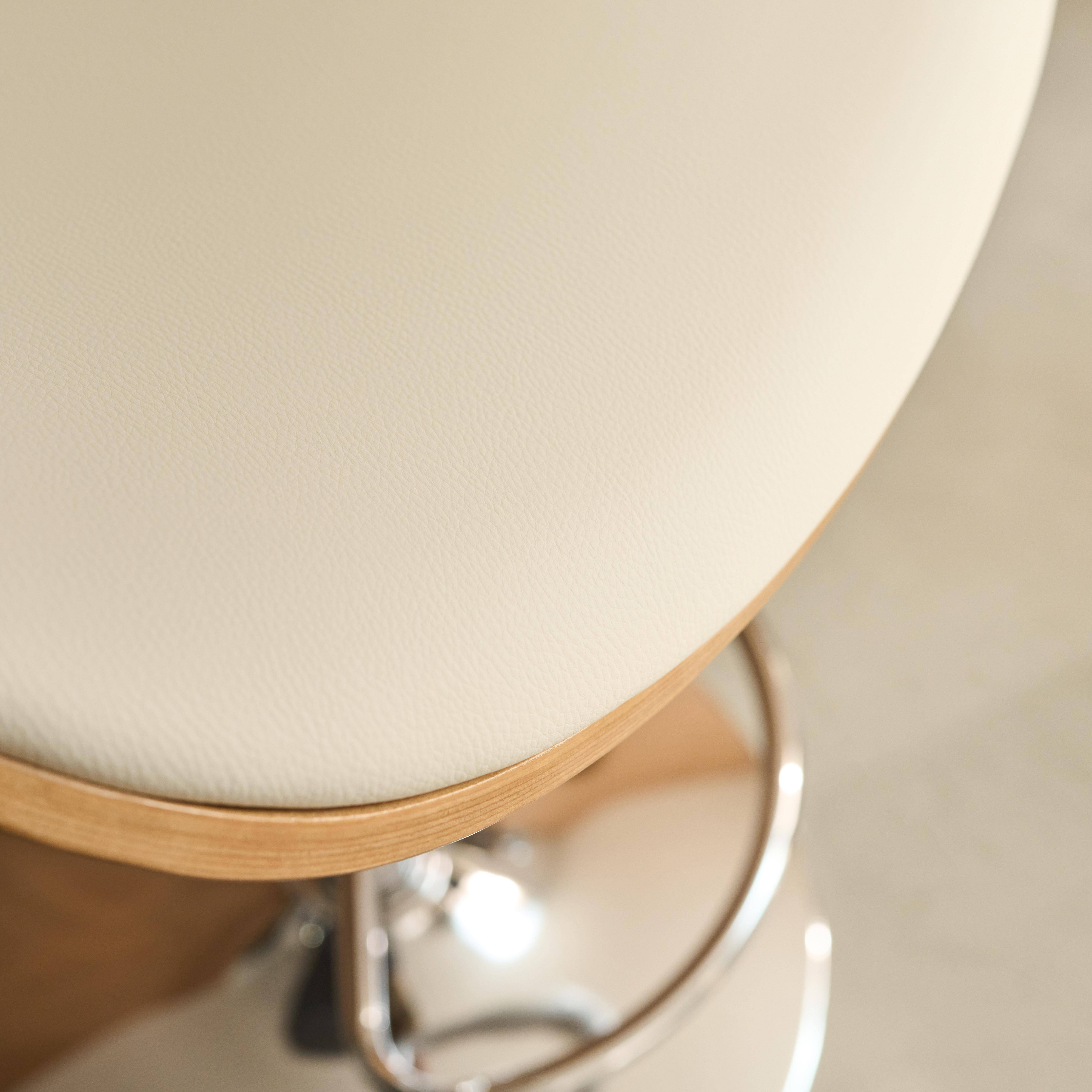 2er-Set höhenverstellbare Barhocker mit Holzdekor und Kunstleder eiche/weiß/verchromt - B 53 T 51 x H 95-116 cm - Dwight Photo3