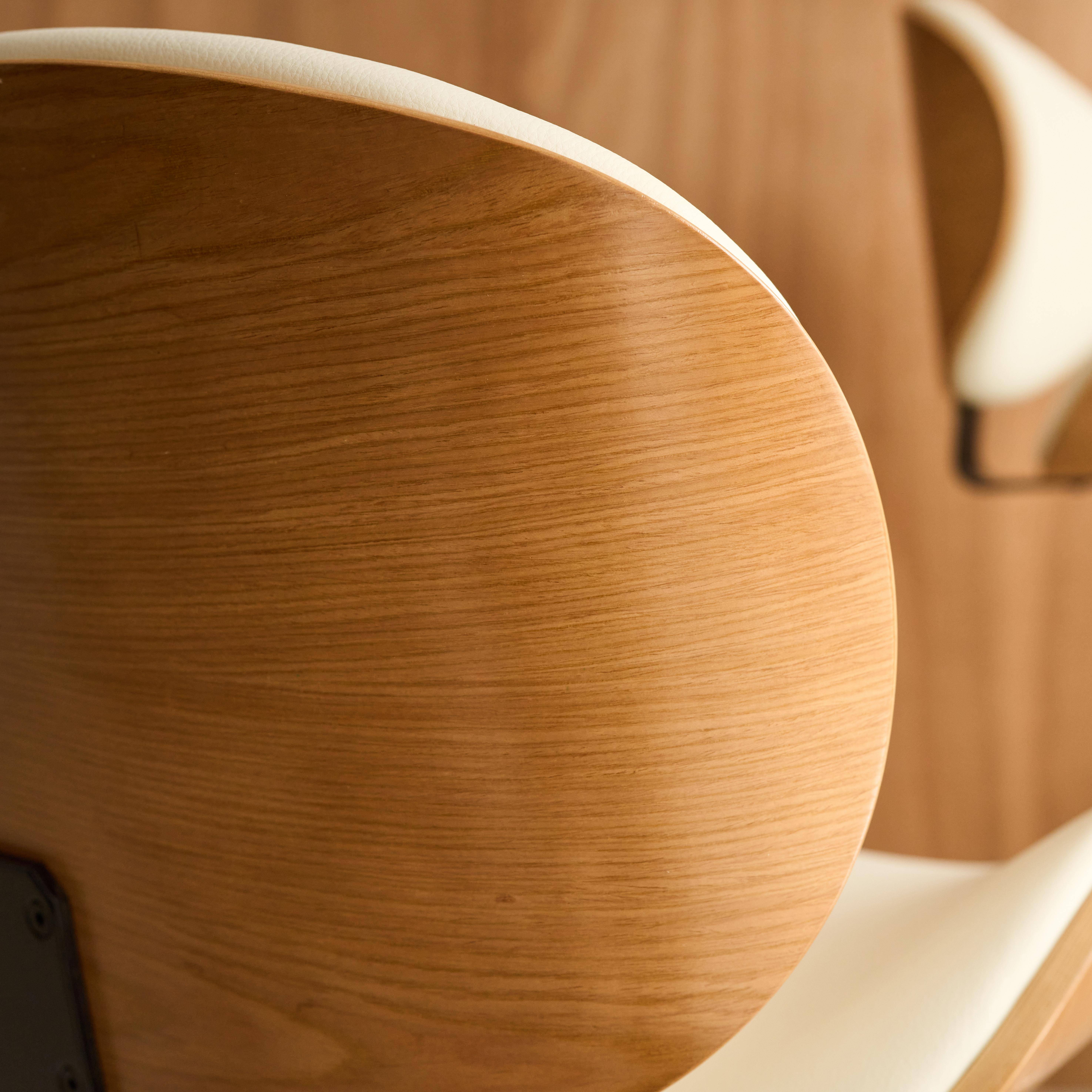 2er-Set höhenverstellbare Barhocker mit Holzdekor und Kunstleder eiche/weiß/verchromt - B 53 T 51 x H 95-116 cm - Dwight,sweeek,Photo5