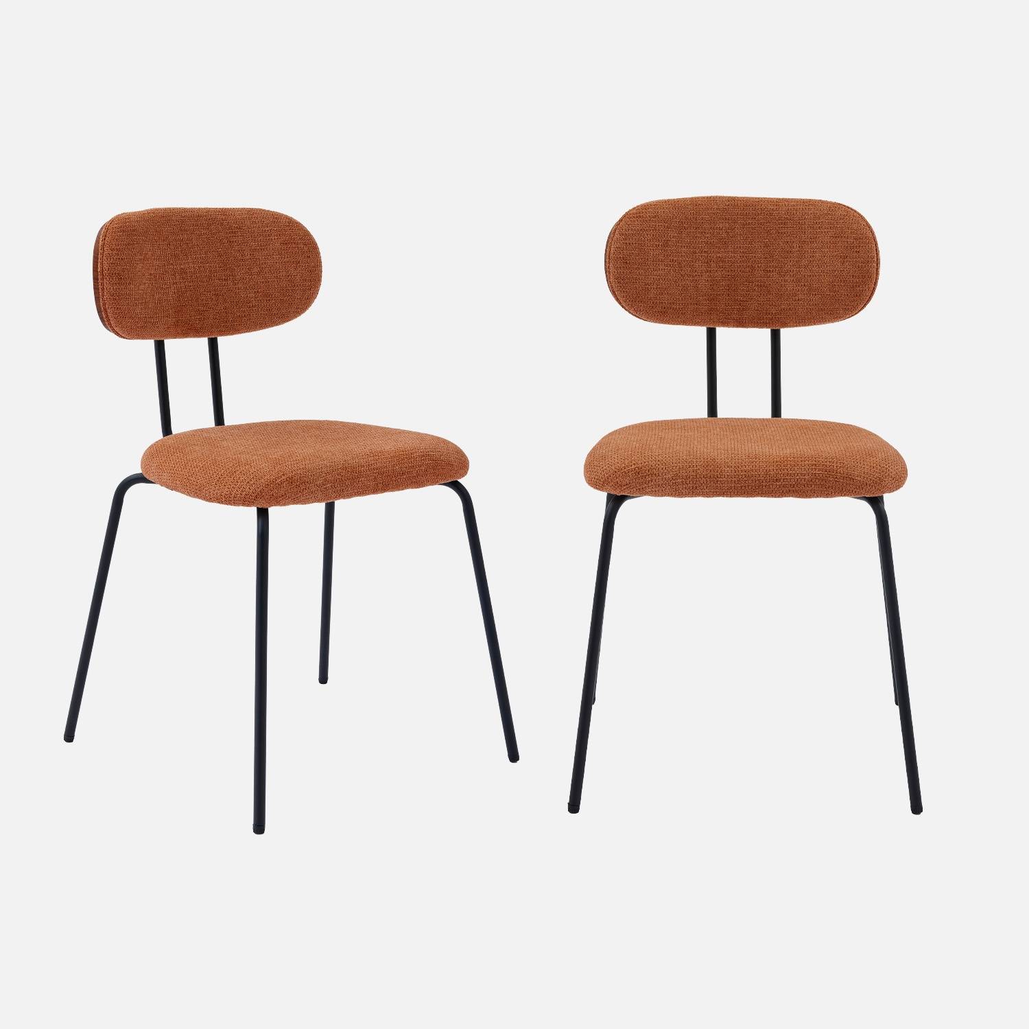 Chaise décor bois courbé teinté noyer et tissu déperlant terracotta (lot de 2)