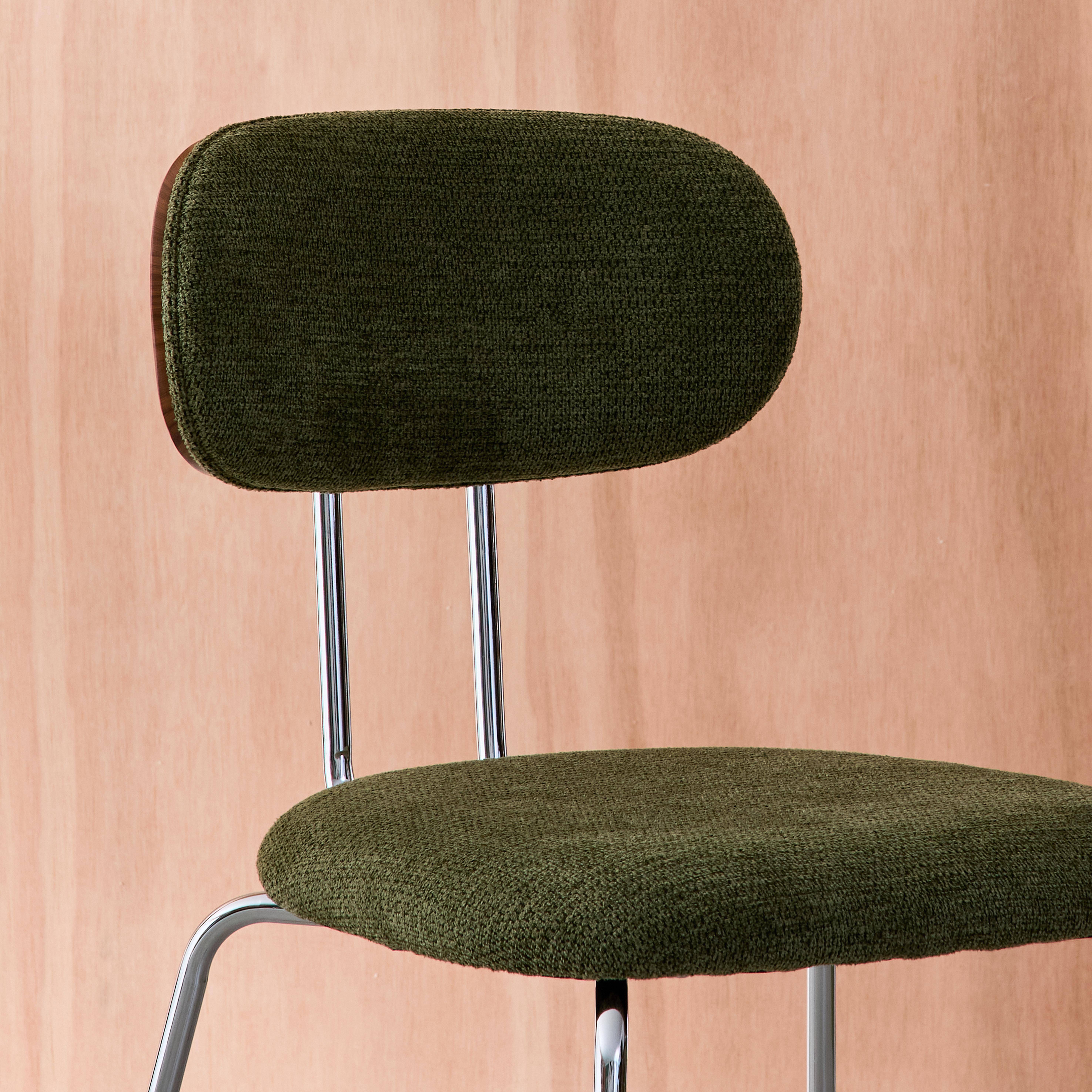 Krzesło w kolorze drewna orzecha, gięte, z hydrofobową tkaniną w kolorze khaki i chromowanymi metalowymi nóżkami 2 sztuki dł. 45 x szer. 55 x wys. 80 cm - Erin,sweeek,Photo3