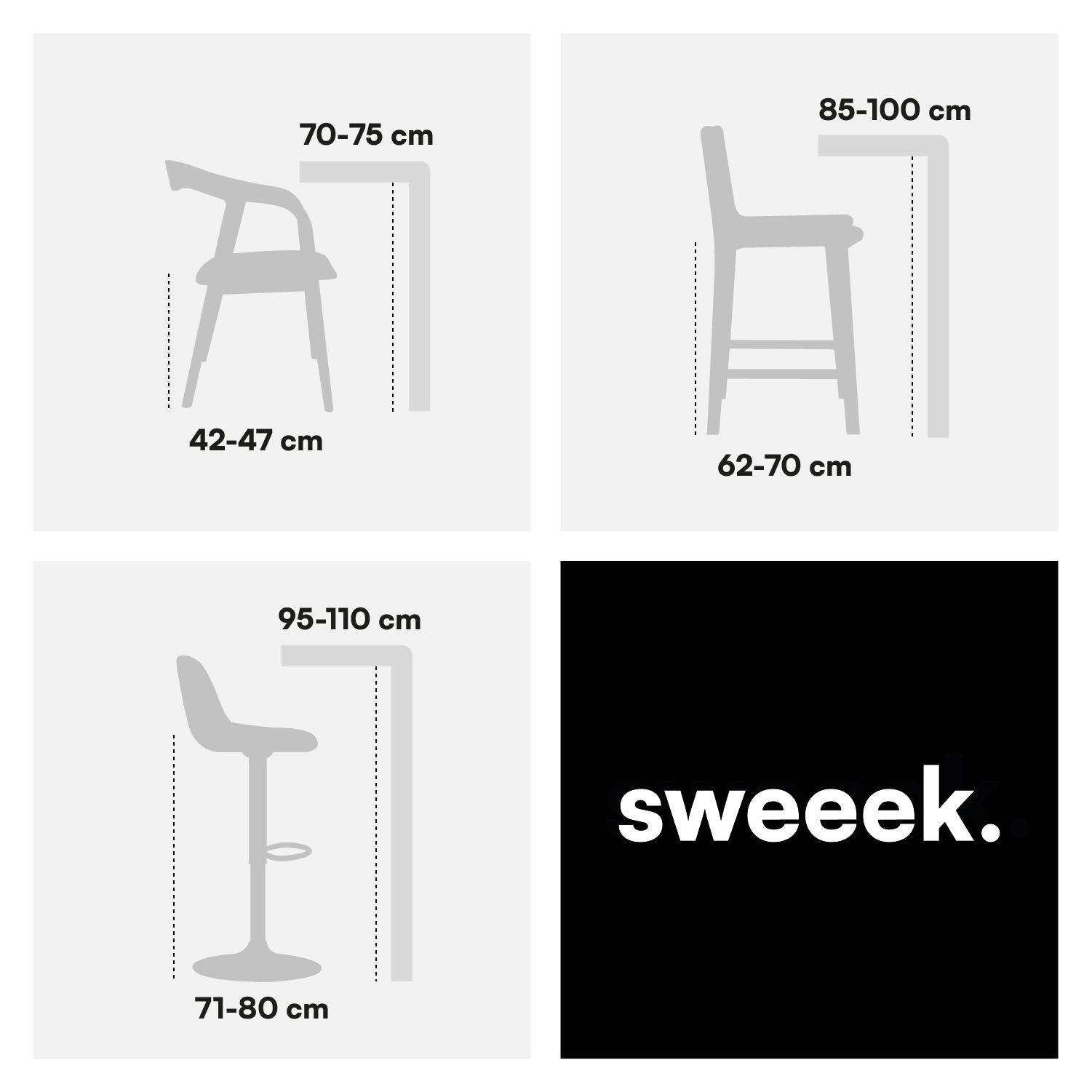 Krzesło barowe w kolorze drewna orzecha, gięte, z białą tkaniną hydrofobową, nóżkami z matowego czarnego metalu (zestaw 2), dł. 44 x gł. 51 x wys. 103 cm – Erin,sweeek,Photo6