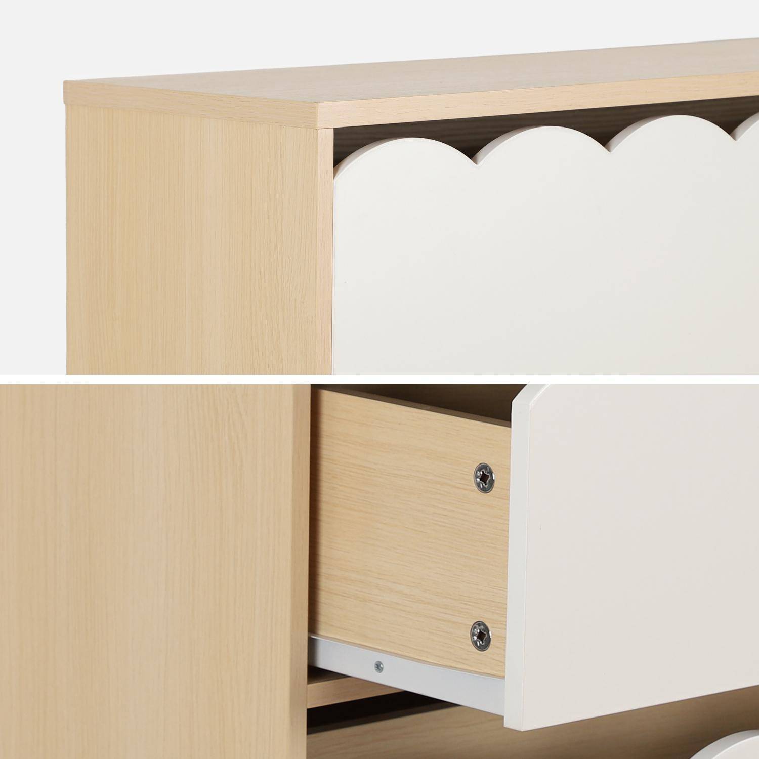 Cómoda infantil efecto madera con patas de pino, 3 cajones, Azur, Blanco, 80x30x79 cm Photo4