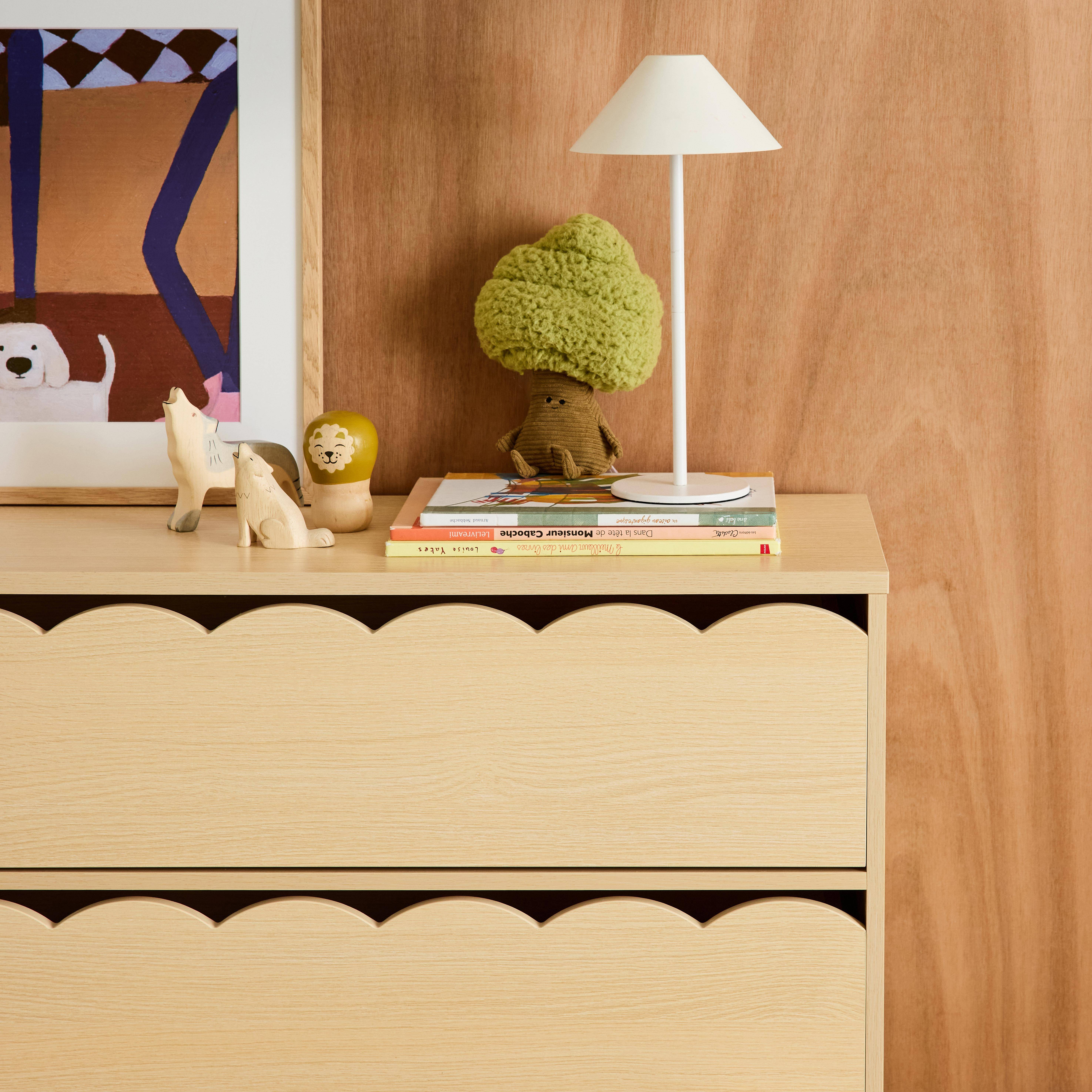 Commode enfant décor bois naturel 3 tiroirs, pieds bois de pin - 80 x 30 x 79 cm - Azur,sweeek,Photo4